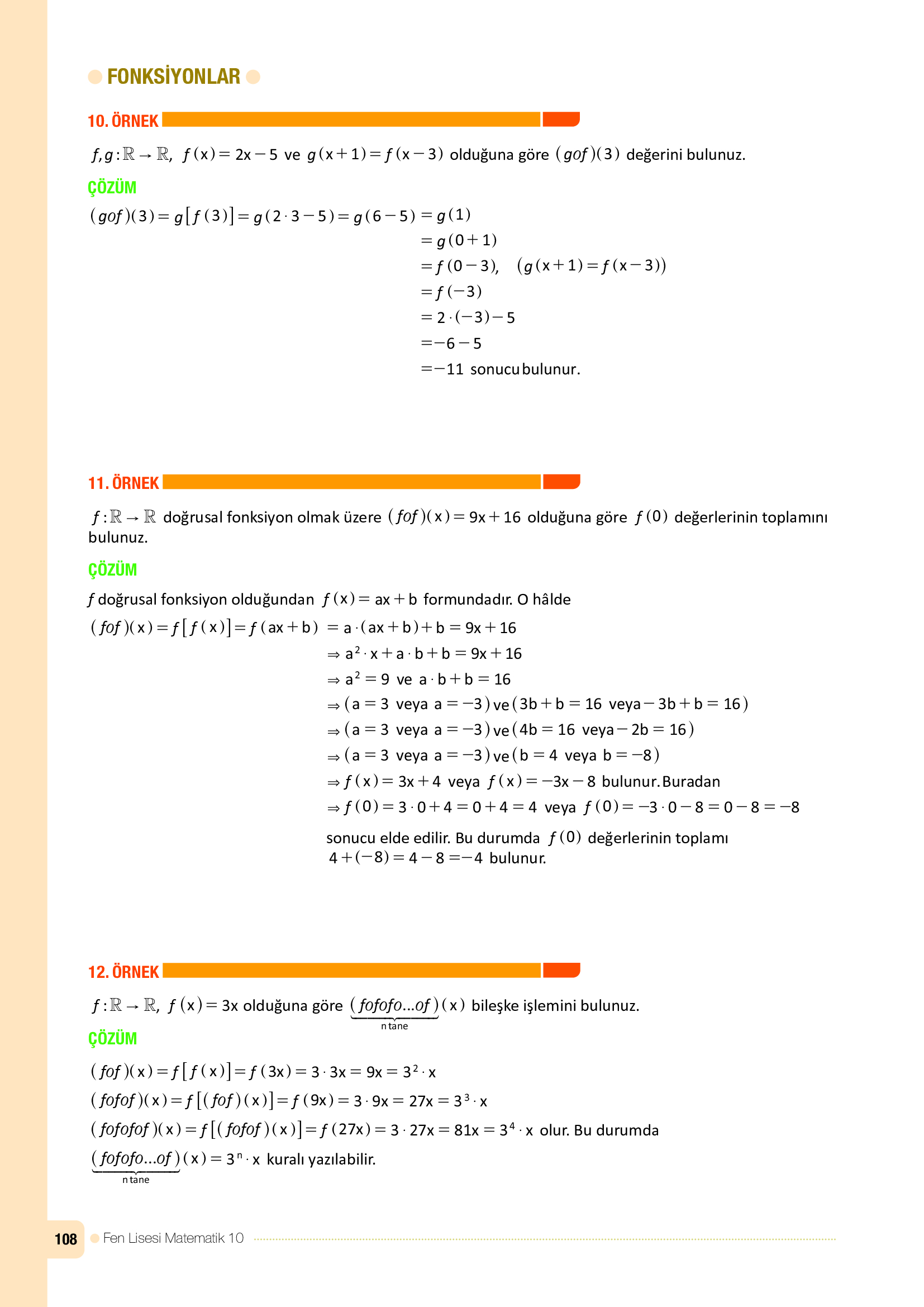 10. Sınıf Meb Yayınları Fen Lisesi Matematik Ders Kitabı Sayfa 108 Cevapları