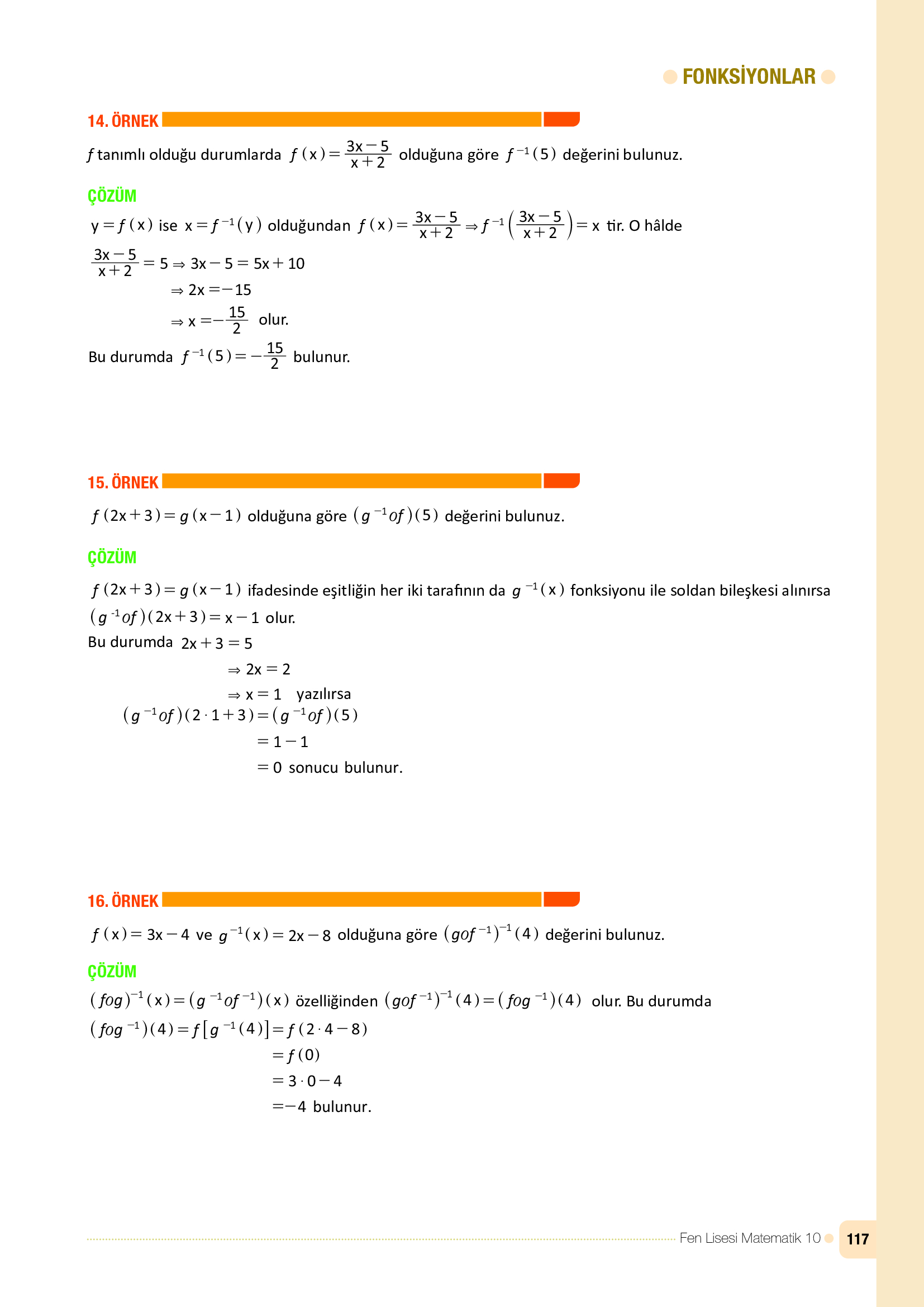 10. Sınıf Meb Yayınları Fen Lisesi Matematik Ders Kitabı Sayfa 117 Cevapları