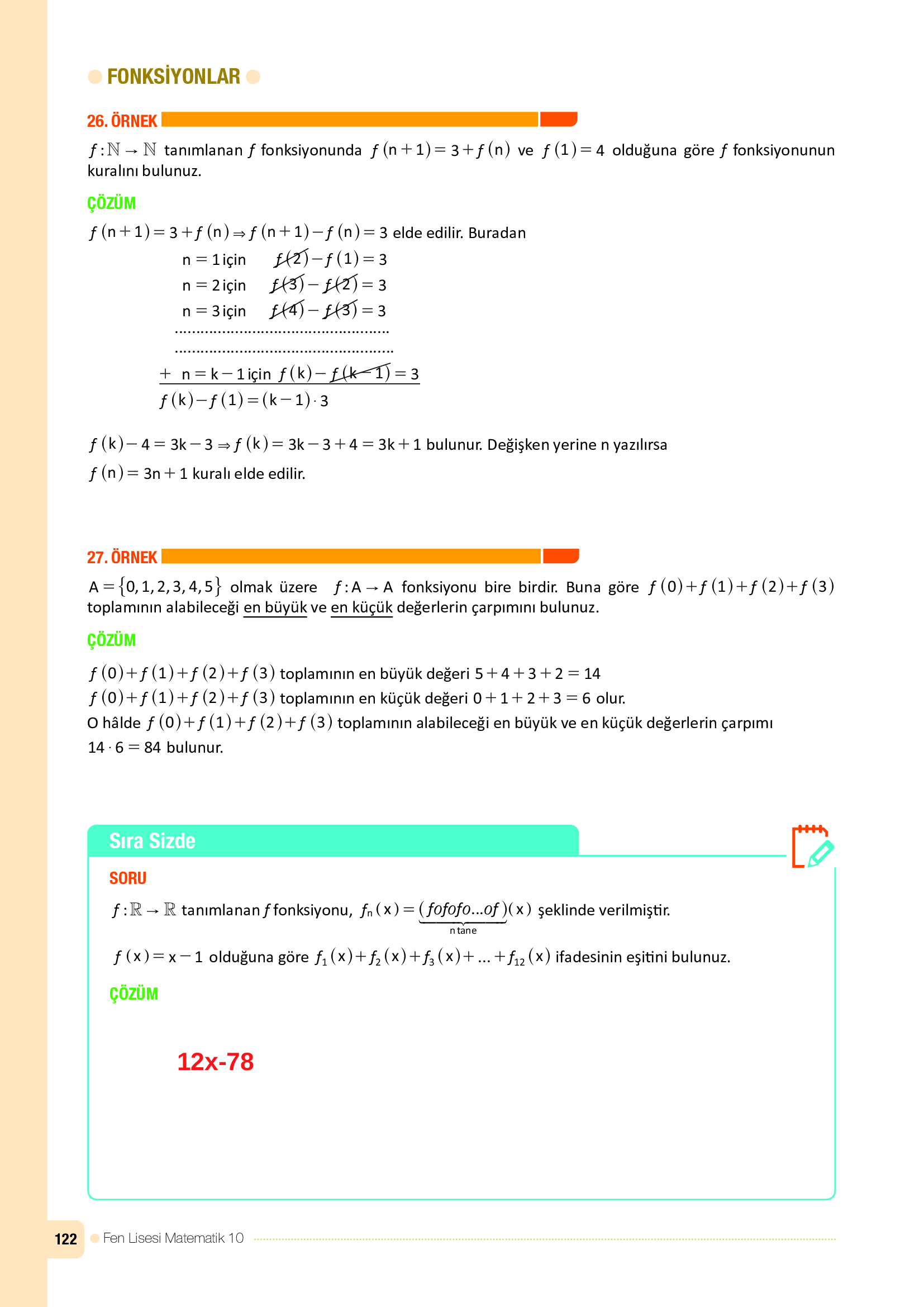 10. Sınıf Meb Yayınları Fen Lisesi Matematik Ders Kitabı Sayfa 122 Cevapları