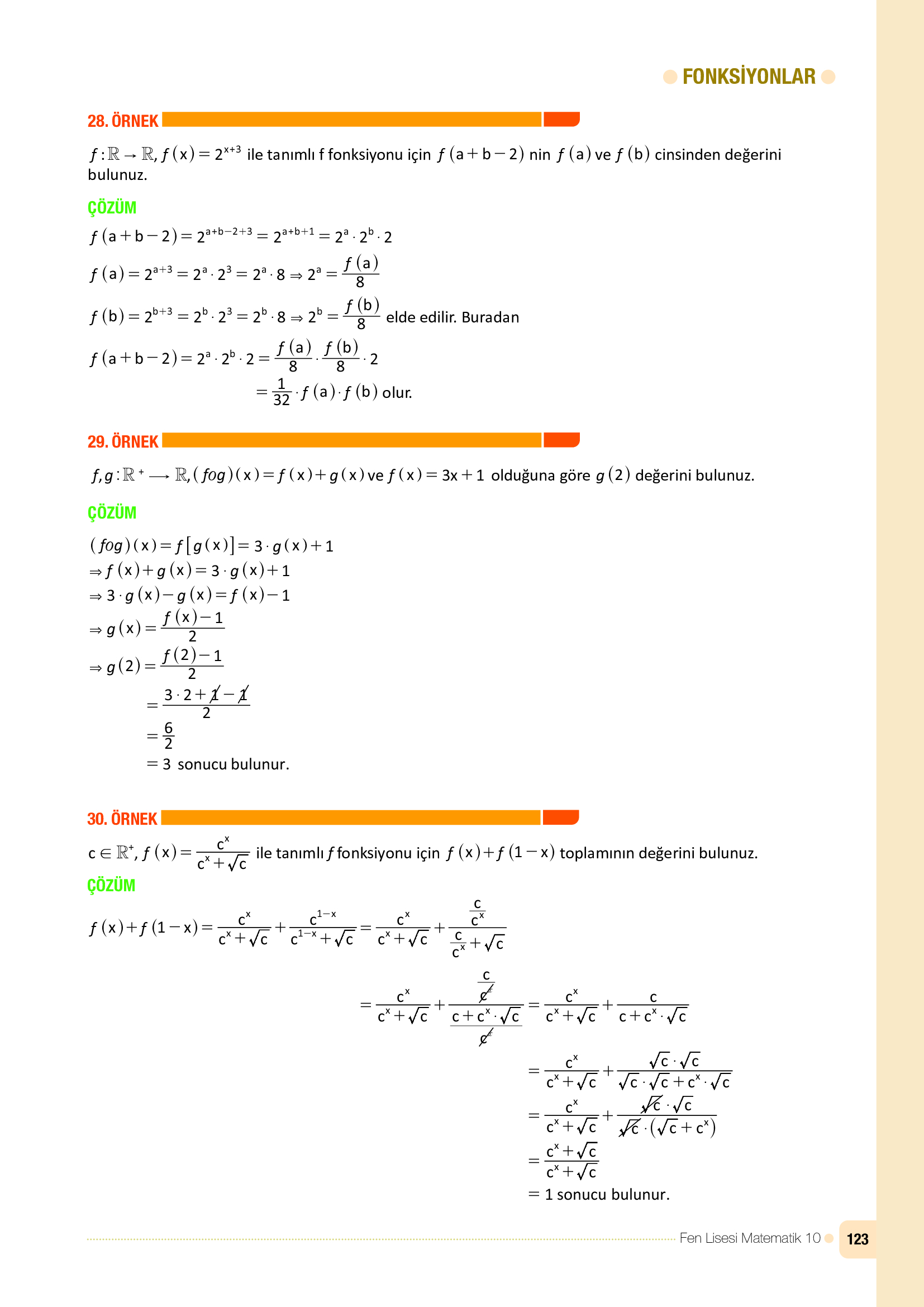 10. Sınıf Meb Yayınları Fen Lisesi Matematik Ders Kitabı Sayfa 123 Cevapları