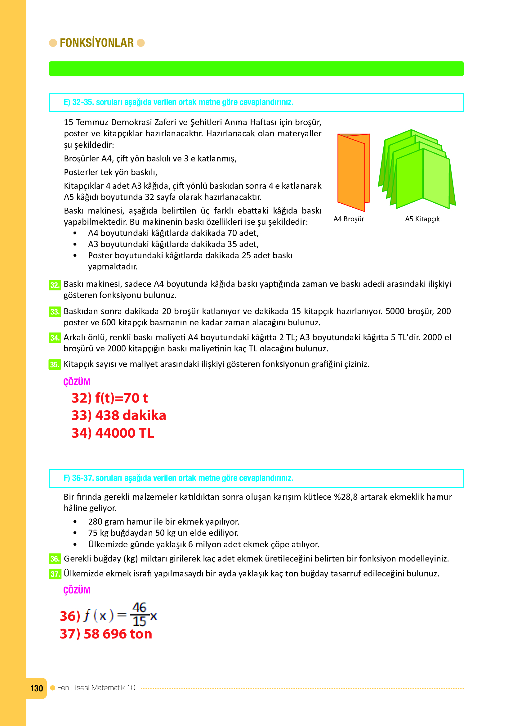 10. Sınıf Meb Yayınları Fen Lisesi Matematik Ders Kitabı Sayfa 130 Cevapları