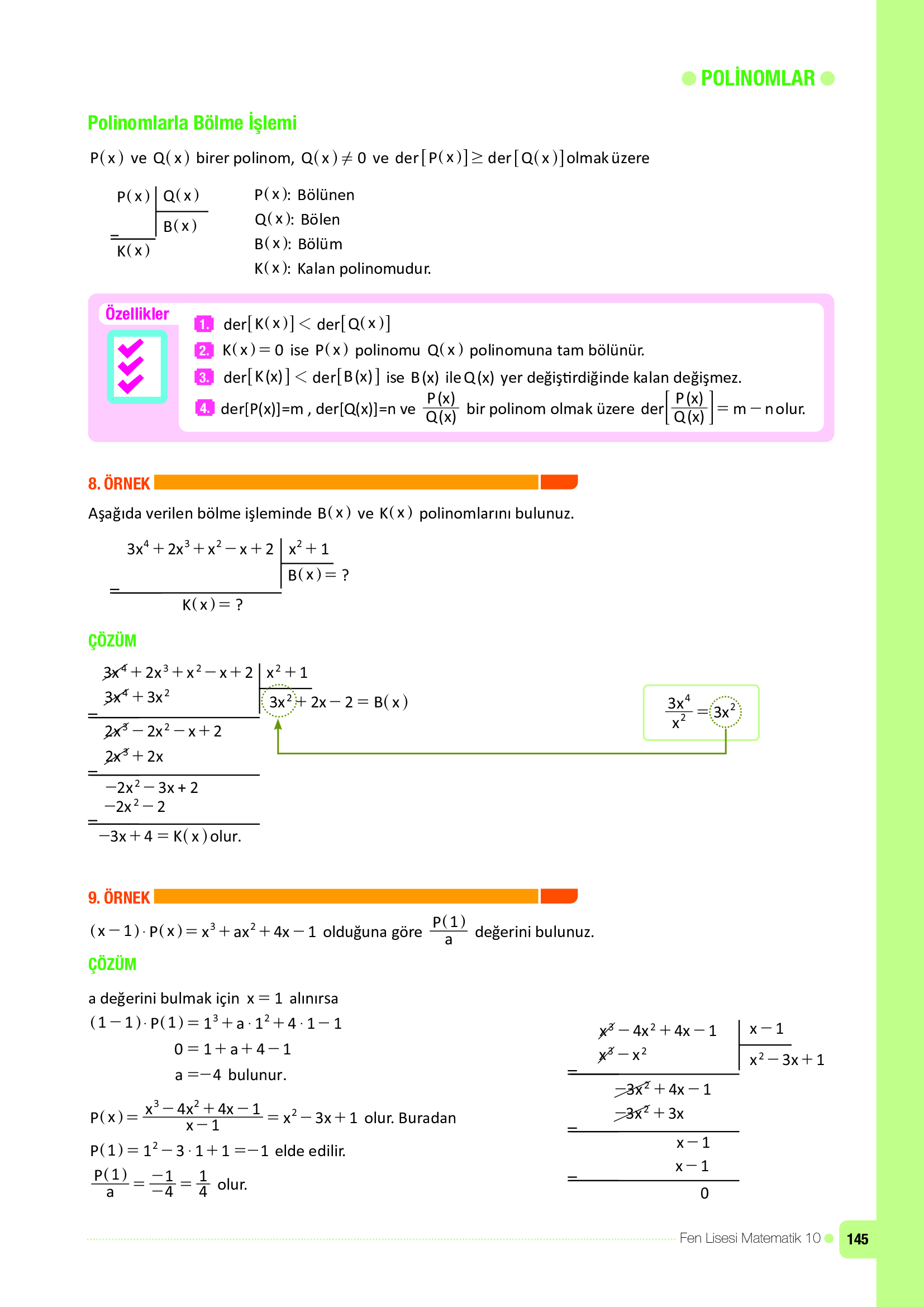10. Sınıf Meb Yayınları Fen Lisesi Matematik Ders Kitabı Sayfa 145 Cevapları