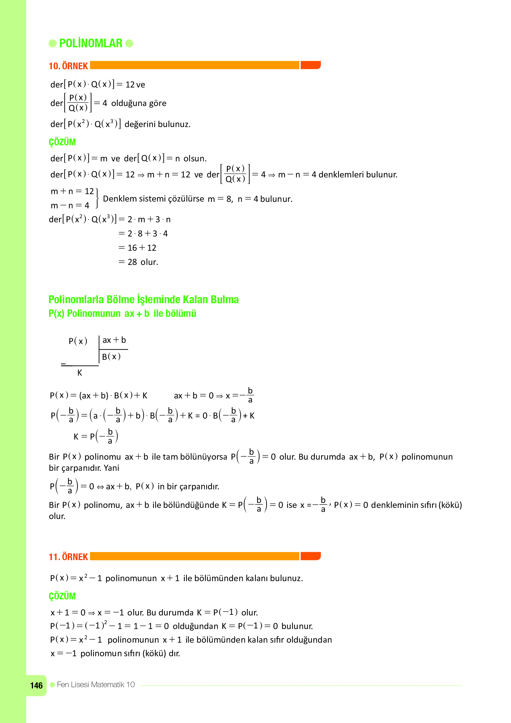 10. Sınıf Meb Yayınları Fen Lisesi Matematik Ders Kitabı Sayfa 146 Cevapları