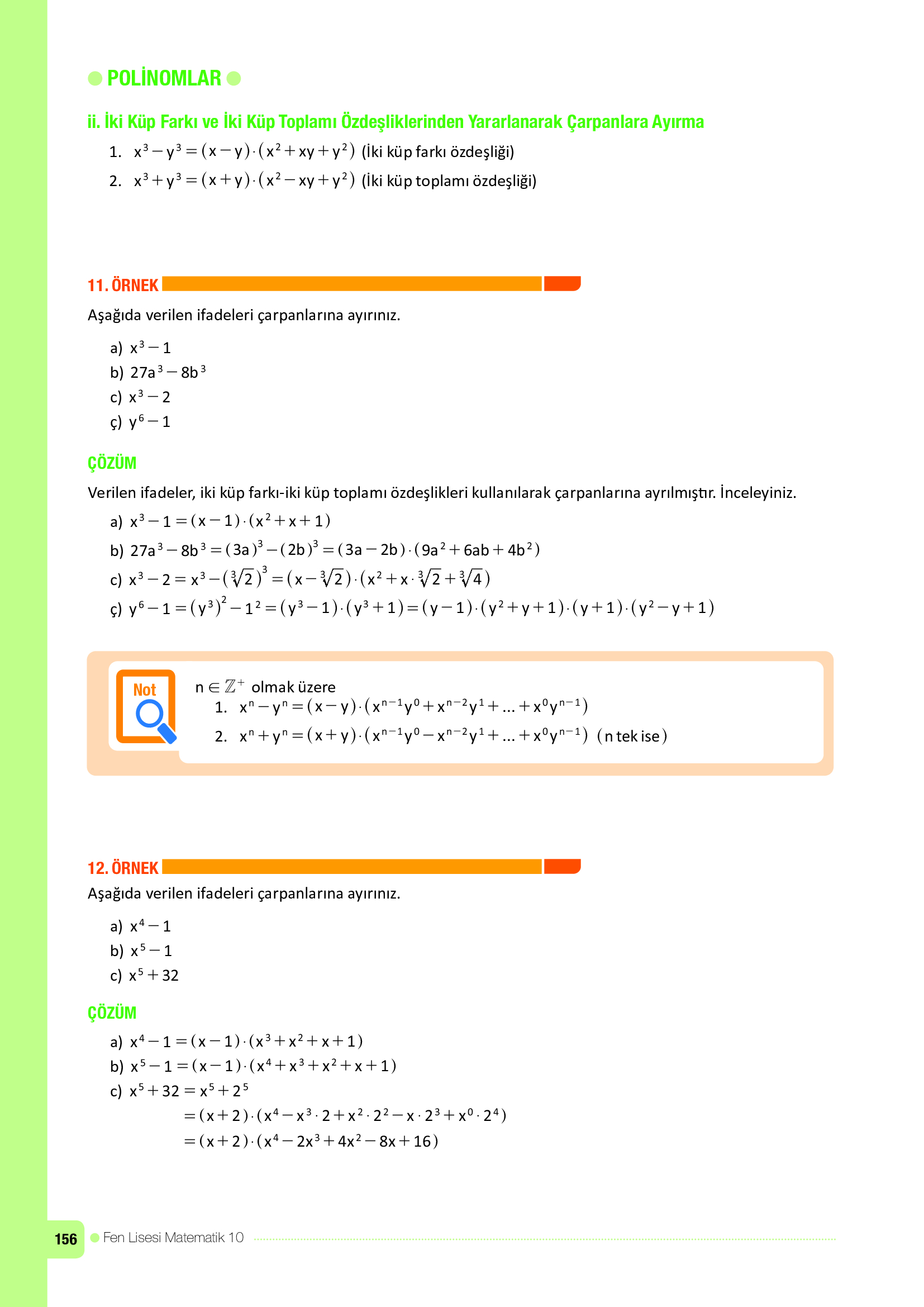 10. Sınıf Meb Yayınları Fen Lisesi Matematik Ders Kitabı Sayfa 156 Cevapları