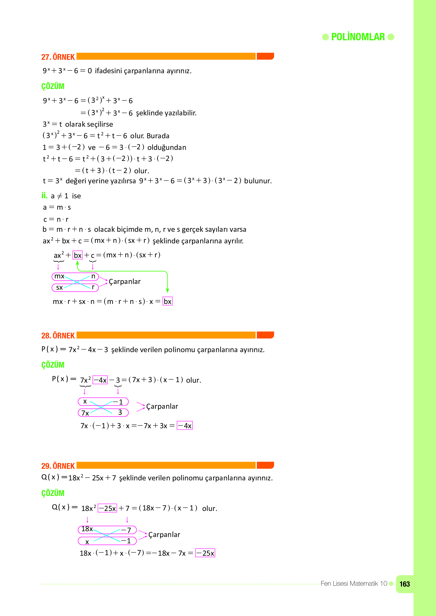 10. Sınıf Meb Yayınları Fen Lisesi Matematik Ders Kitabı Sayfa 163 Cevapları