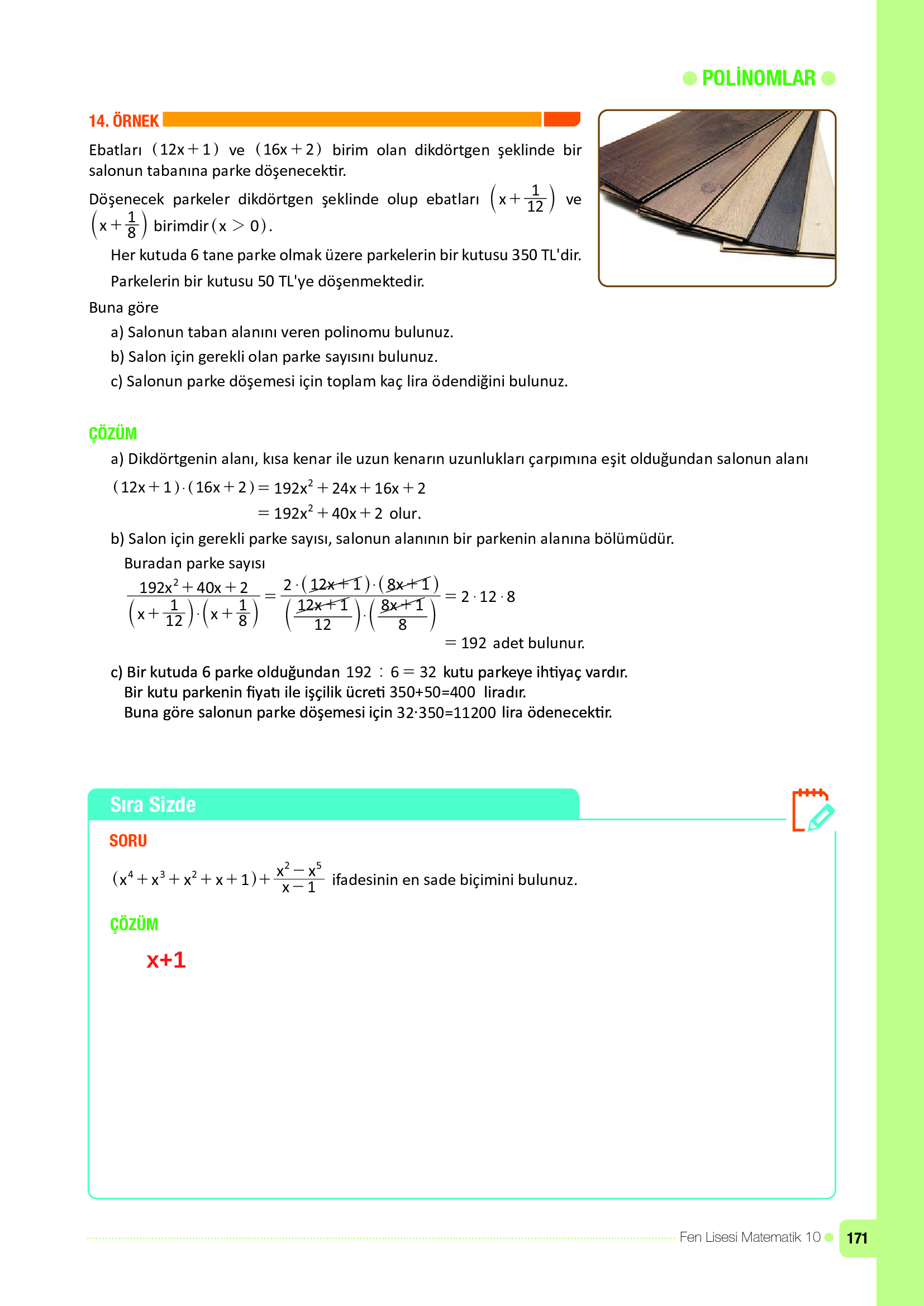 10. Sınıf Meb Yayınları Fen Lisesi Matematik Ders Kitabı Sayfa 171 Cevapları