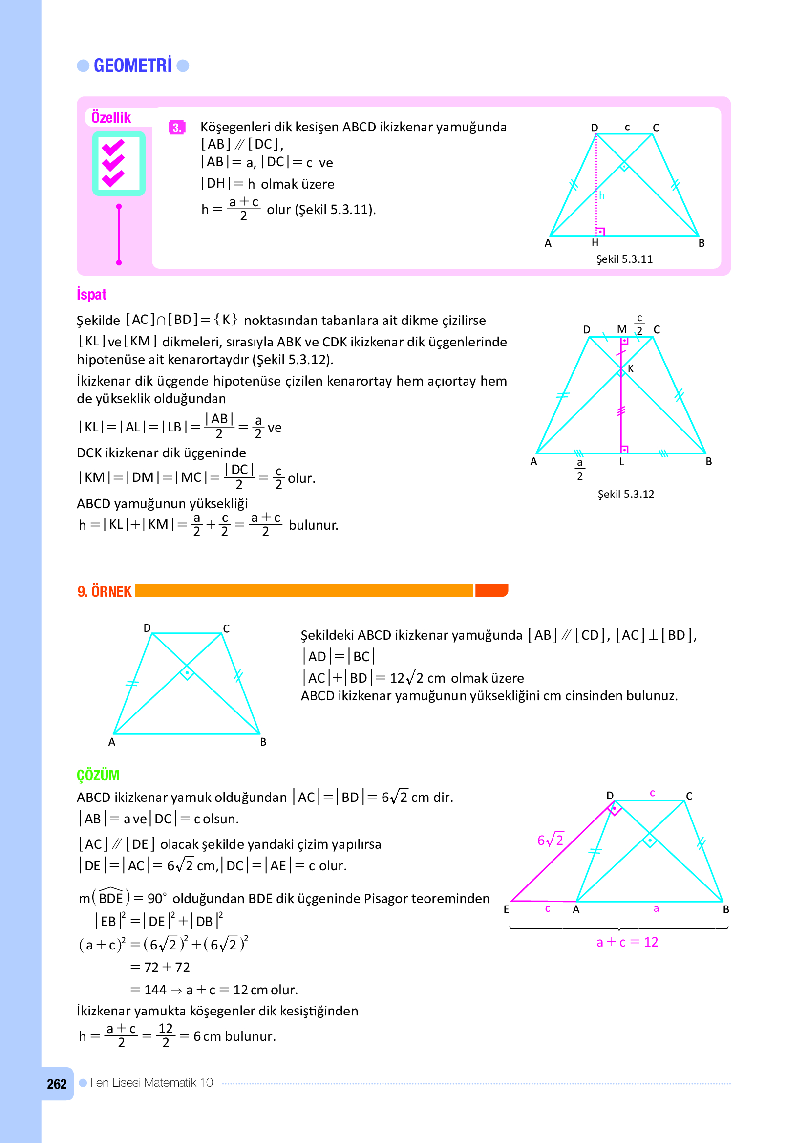 10. Sınıf Meb Yayınları Fen Lisesi Matematik Ders Kitabı Sayfa 262 Cevapları