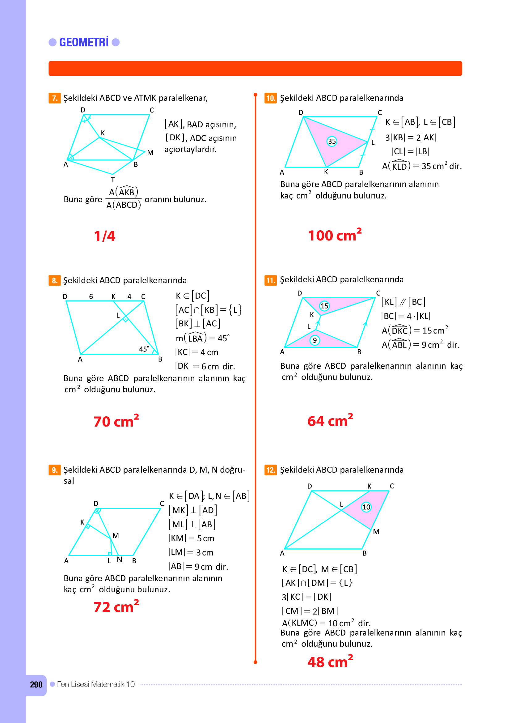 10. Sınıf Meb Yayınları Fen Lisesi Matematik Ders Kitabı Sayfa 290 Cevapları