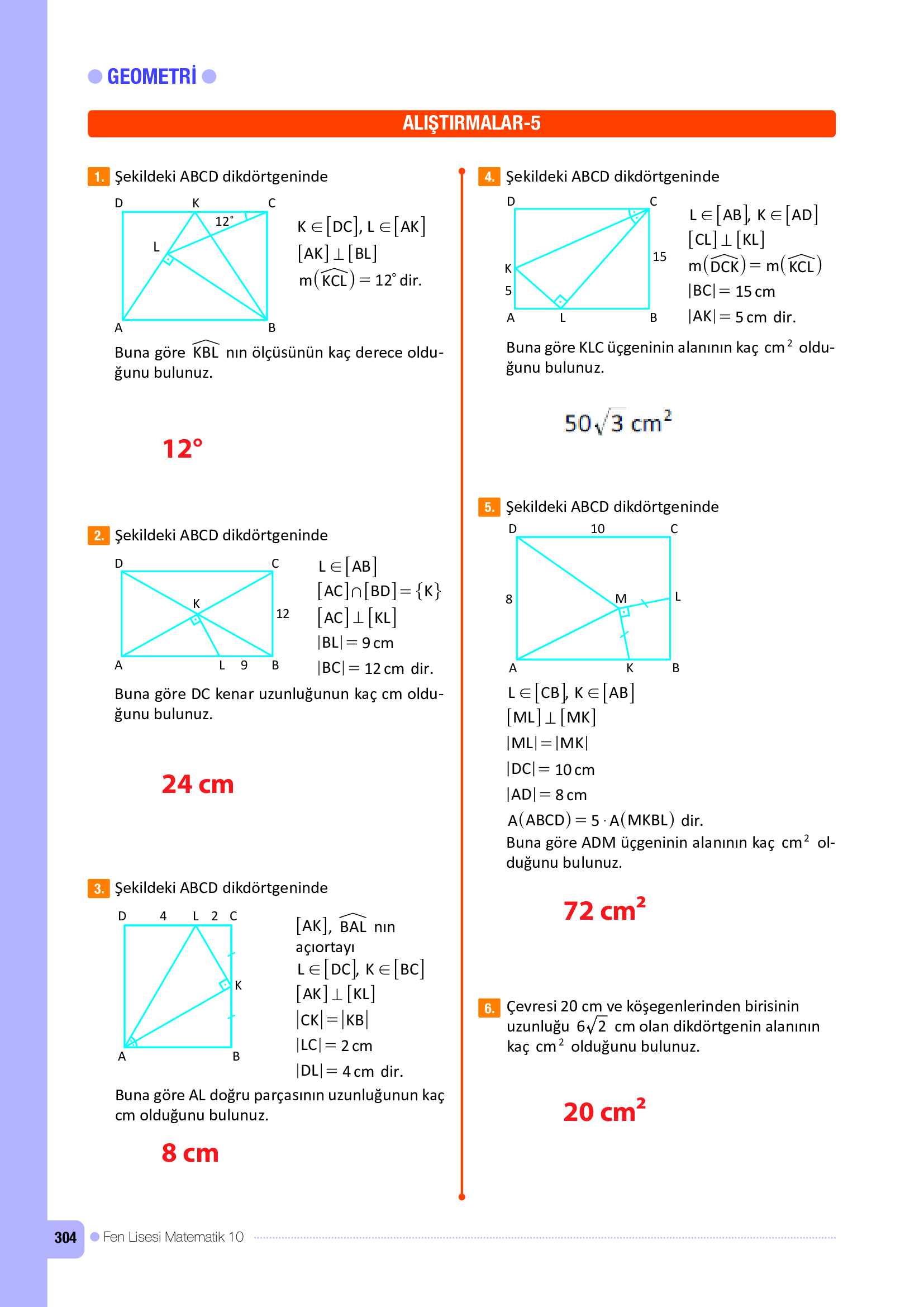 10. Sınıf Meb Yayınları Fen Lisesi Matematik Ders Kitabı Sayfa 304 Cevapları