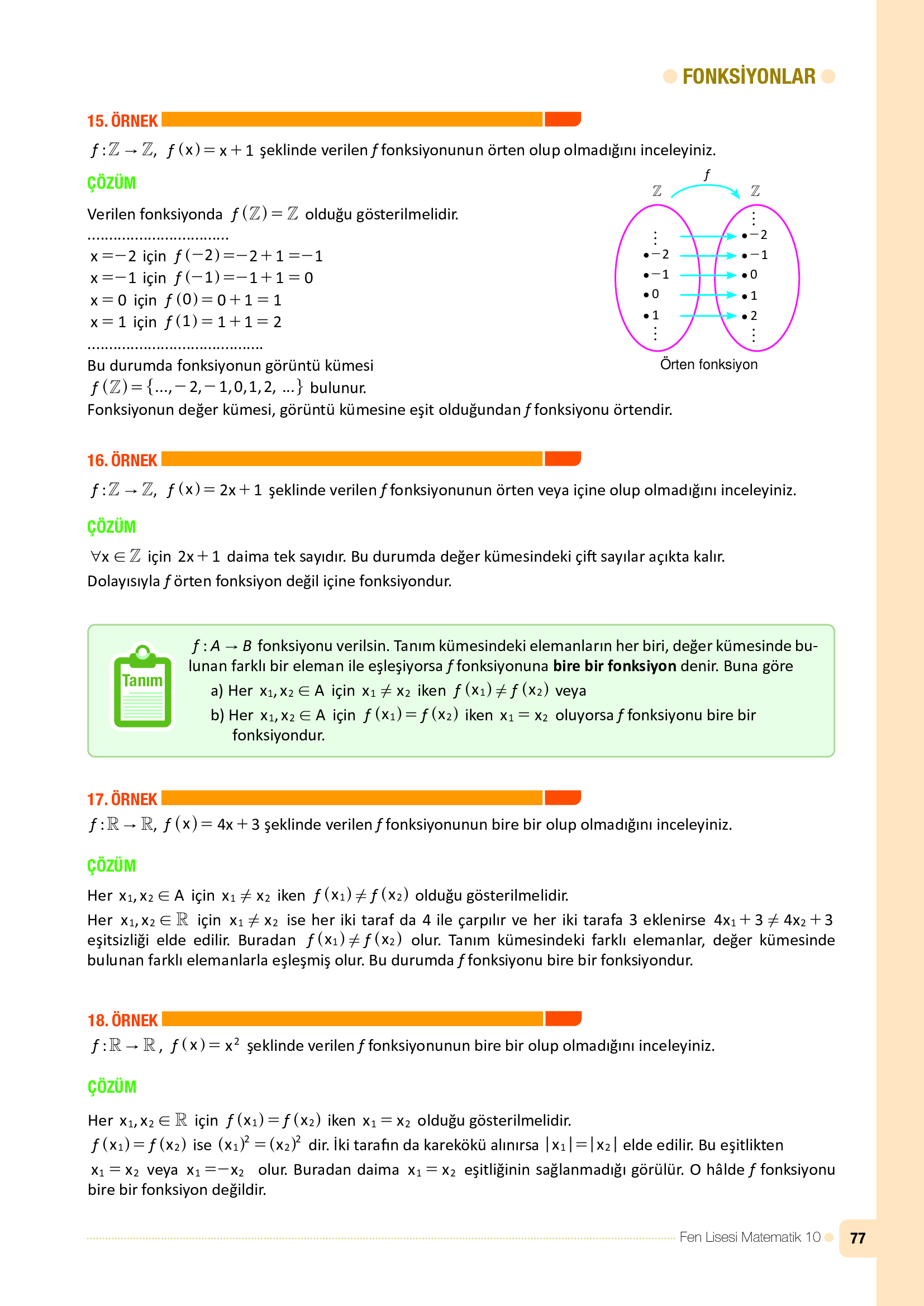 10. Sınıf Meb Yayınları Fen Lisesi Matematik Ders Kitabı Sayfa 77 Cevapları