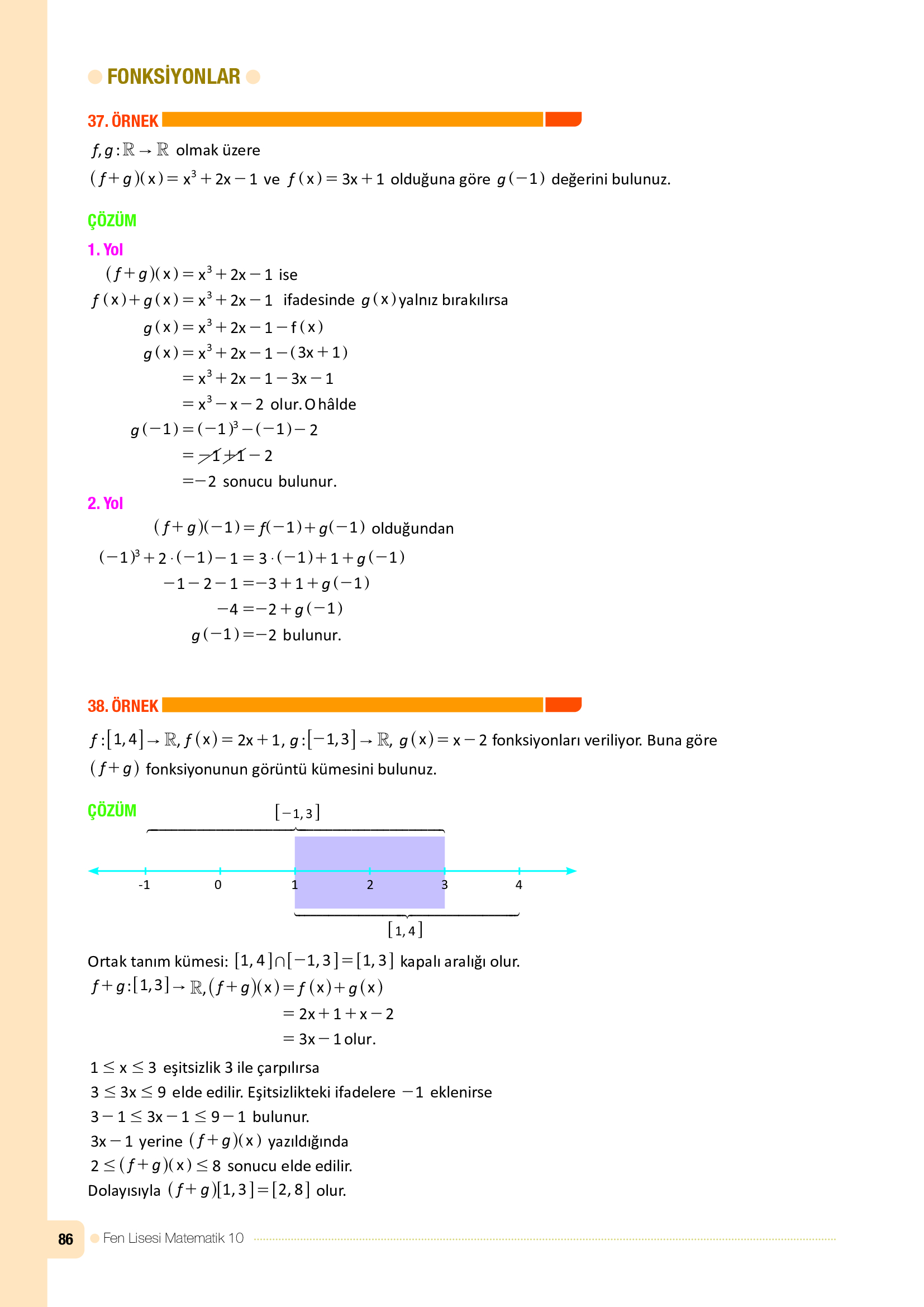 10. Sınıf Meb Yayınları Fen Lisesi Matematik Ders Kitabı Sayfa 86 Cevapları
