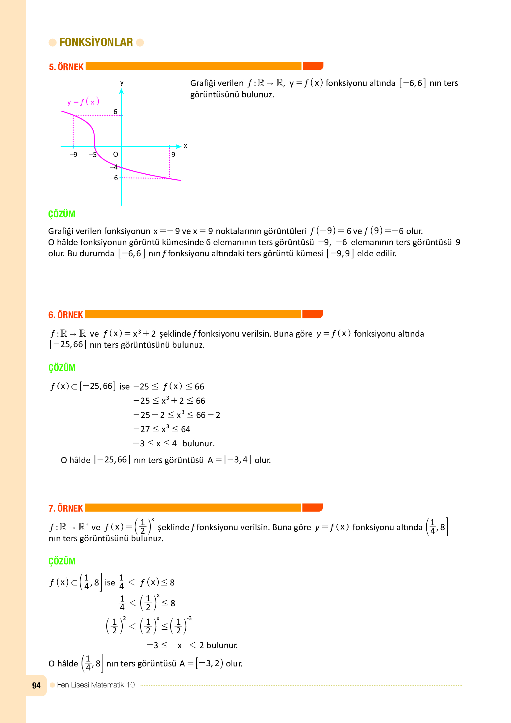 10. Sınıf Meb Yayınları Fen Lisesi Matematik Ders Kitabı Sayfa 94 Cevapları