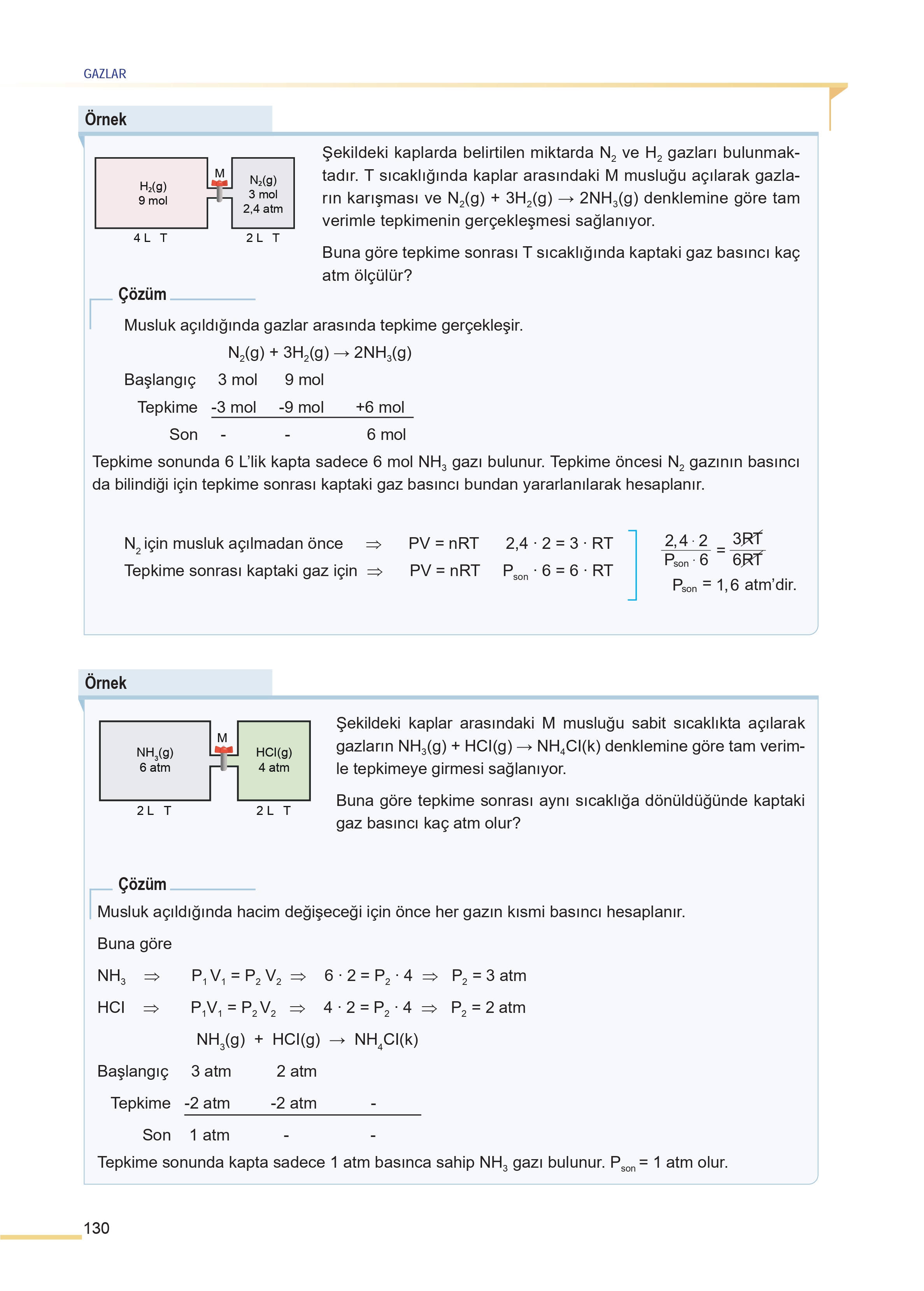 11. Sınıf Meb Yayınları Fen Lisesi Kimya Ders Kitabı Sayfa 130 Cevapları