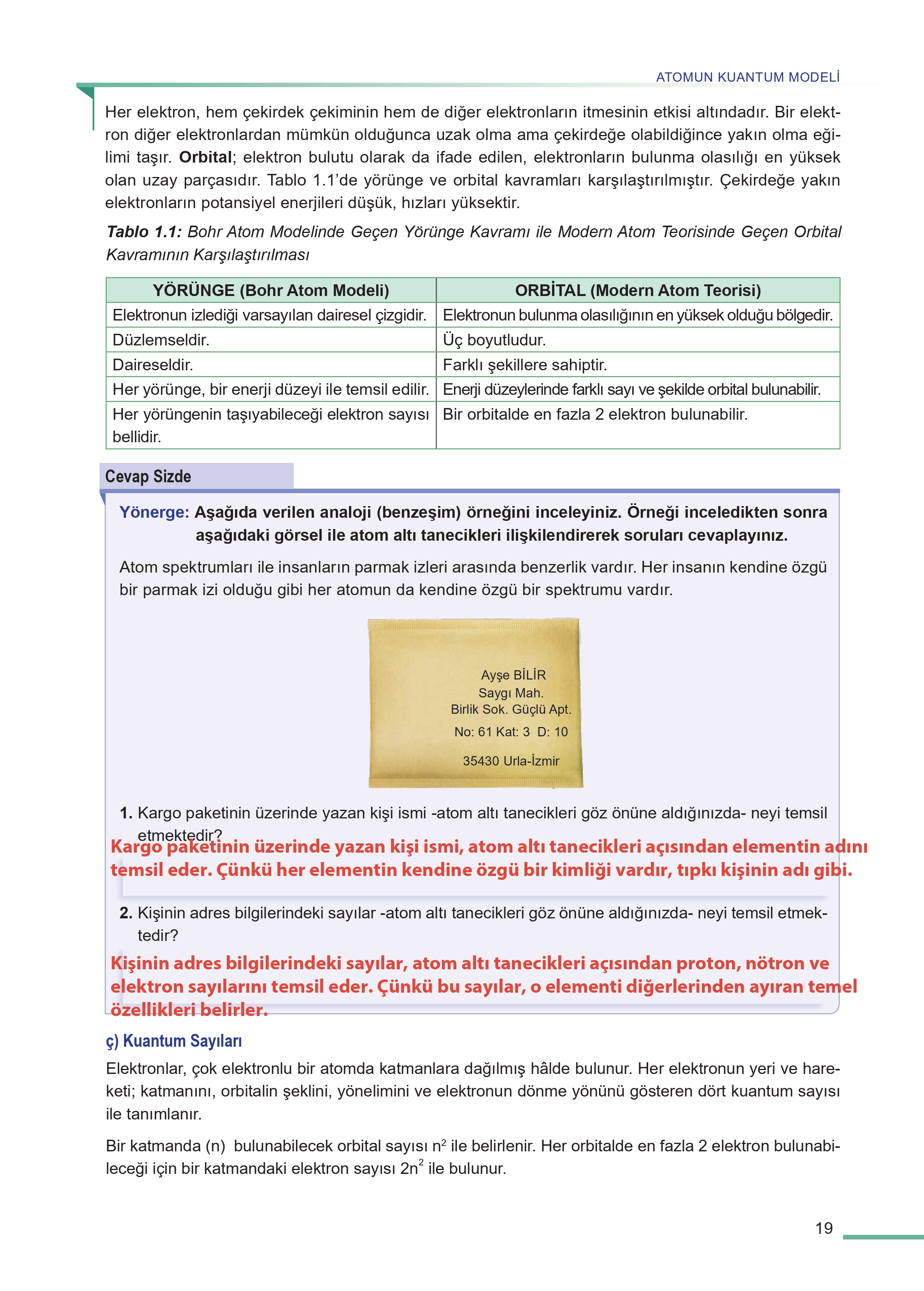 11. Sınıf Meb Yayınları Fen Lisesi Kimya Ders Kitabı Sayfa 19 Cevapları