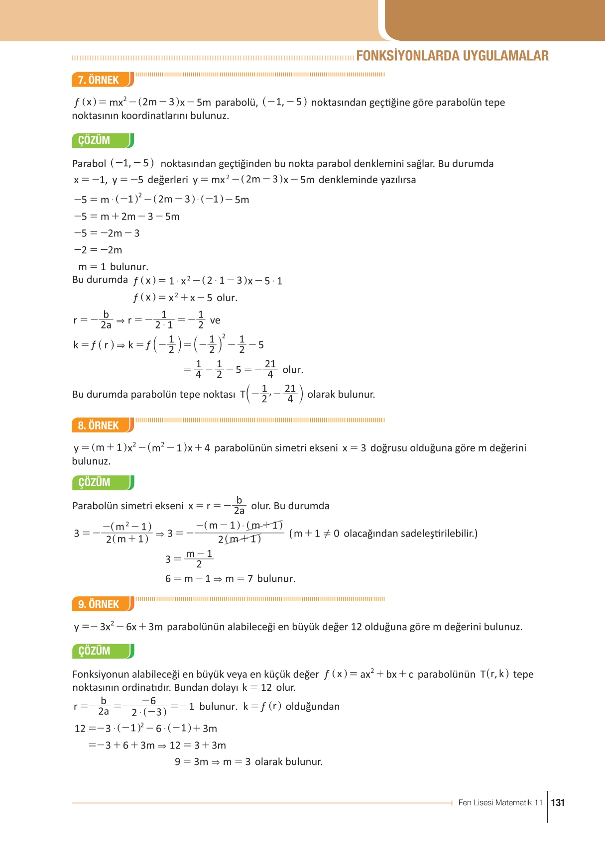 11. Sınıf Meb Yayınları Fen Lisesi Matematik Ders Kitabı Sayfa 131 Cevapları