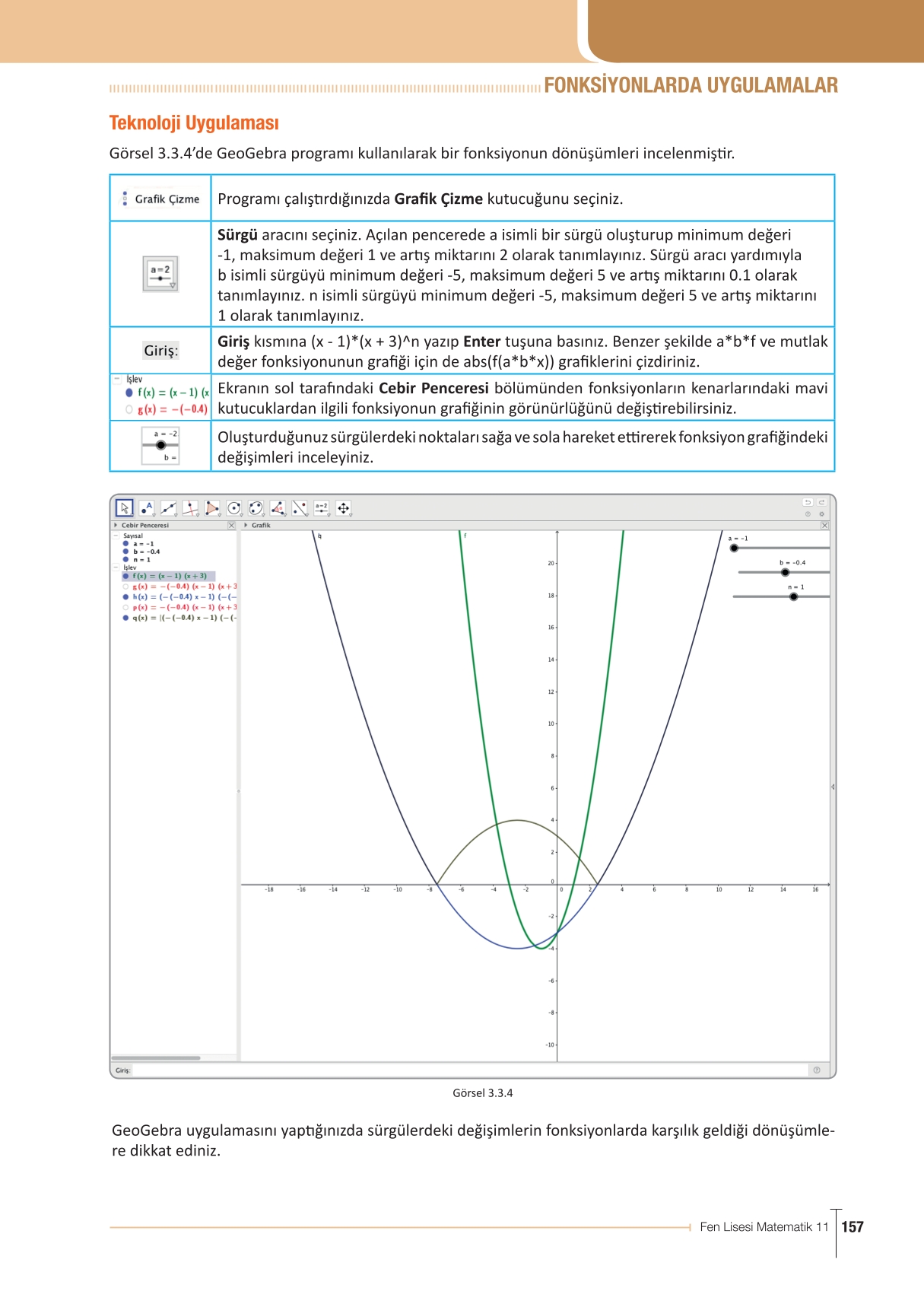 11. Sınıf Meb Yayınları Fen Lisesi Matematik Ders Kitabı Sayfa 157 Cevapları