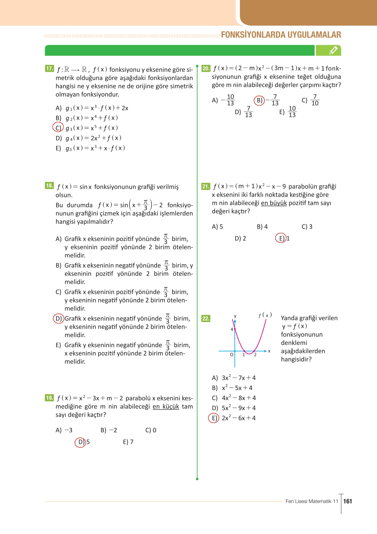 11. Sınıf Meb Yayınları Fen Lisesi Matematik Ders Kitabı Sayfa 161 Cevapları 11. Sınıf Meb Yayınları Fen Lisesi Matematik Ders Kitabı Sayfa 161 Cevapları