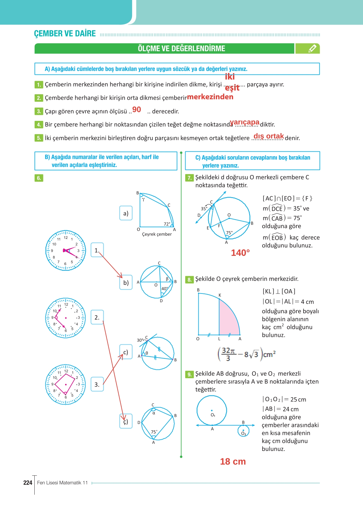 11. Sınıf Meb Yayınları Fen Lisesi Matematik Ders Kitabı Sayfa 224 Cevapları 11. Sınıf Meb Yayınları Fen Lisesi Matematik Ders Kitabı Sayfa 224 Cevapları