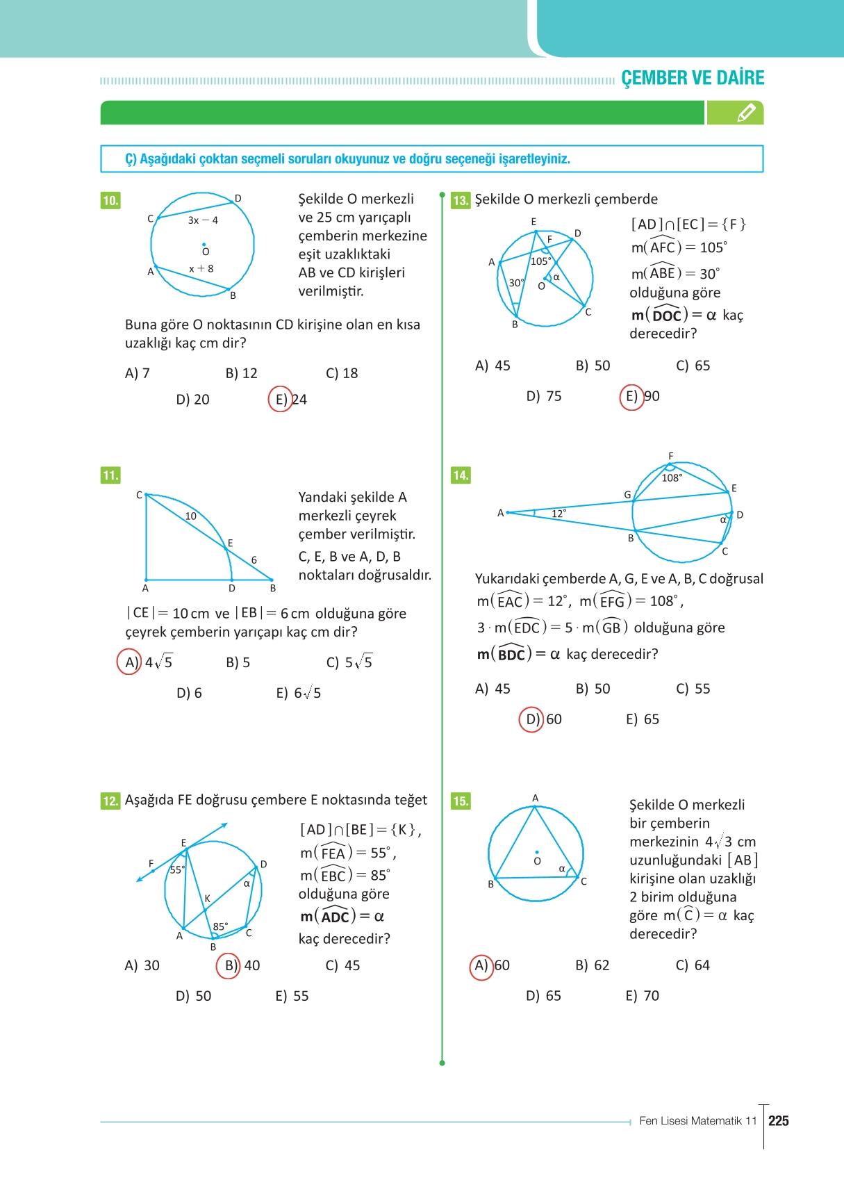 11. Sınıf Meb Yayınları Fen Lisesi Matematik Ders Kitabı Sayfa 225 Cevapları 11. Sınıf Meb Yayınları Fen Lisesi Matematik Ders Kitabı Sayfa 225 Cevapları