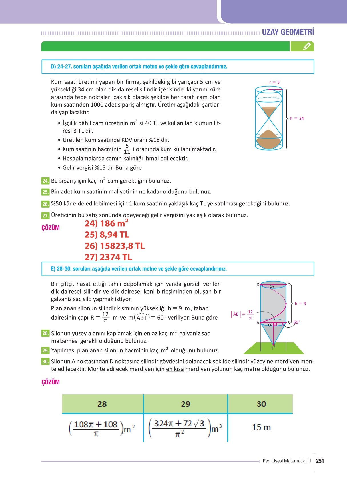 11. Sınıf Meb Yayınları Fen Lisesi Matematik Ders Kitabı Sayfa 251 Cevapları 11. Sınıf Meb Yayınları Fen Lisesi Matematik Ders Kitabı Sayfa 251 Cevapları