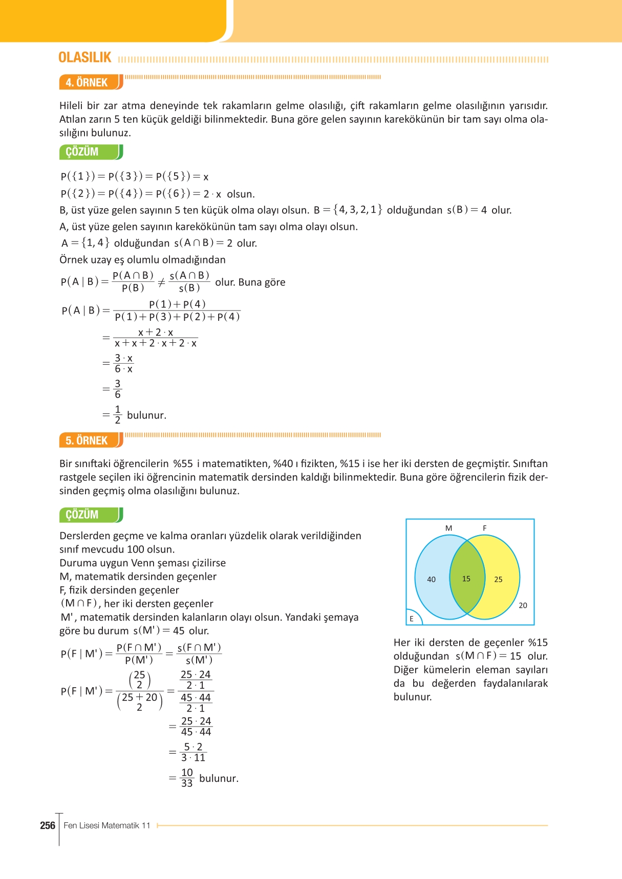 11. Sınıf Meb Yayınları Fen Lisesi Matematik Ders Kitabı Sayfa 256 Cevapları