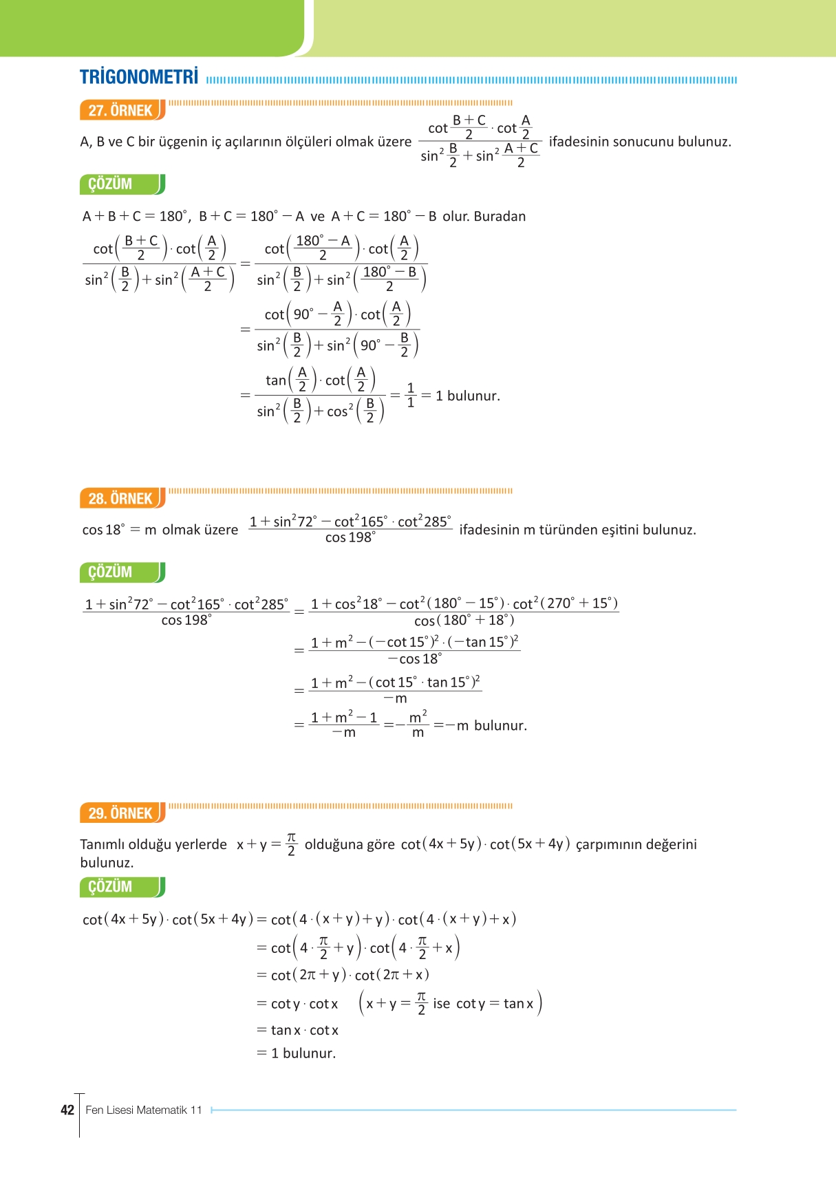 11. Sınıf Meb Yayınları Fen Lisesi Matematik Ders Kitabı Sayfa 42 Cevapları
