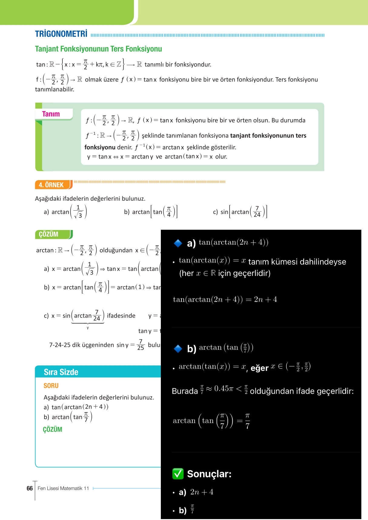 11. Sınıf Meb Yayınları Fen Lisesi Matematik Ders Kitabı Sayfa 66 Cevapları