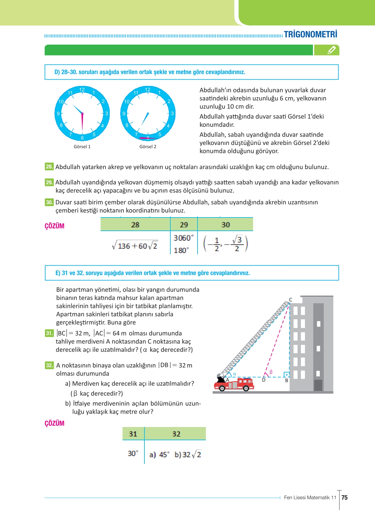 11. Sınıf Meb Yayınları Fen Lisesi Matematik Ders Kitabı Sayfa 75 Cevapları