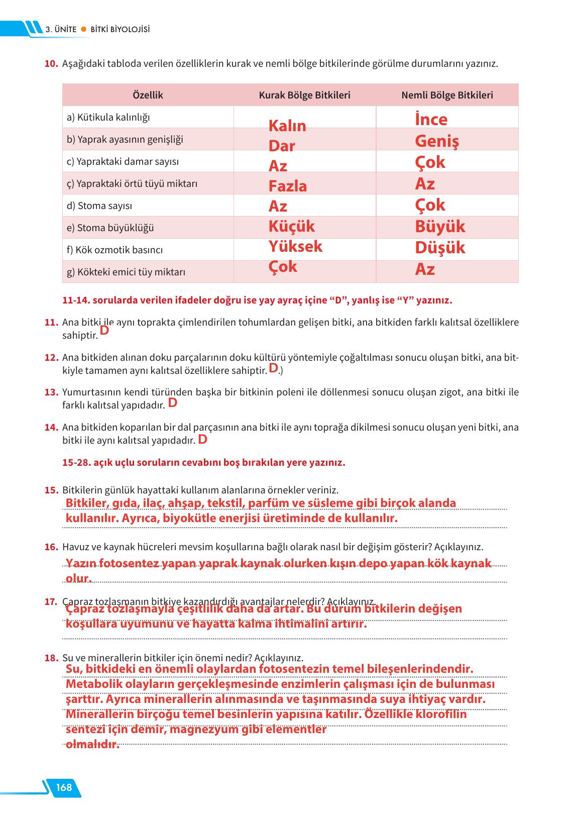 12. Sınıf Meb Yayınları Fen Lisesi Biyoloji Ders Kitabı Sayfa 168 Cevapları 12. Sınıf Meb Yayınları Fen Lisesi Biyoloji Ders Kitabı Sayfa 168 Cevapları