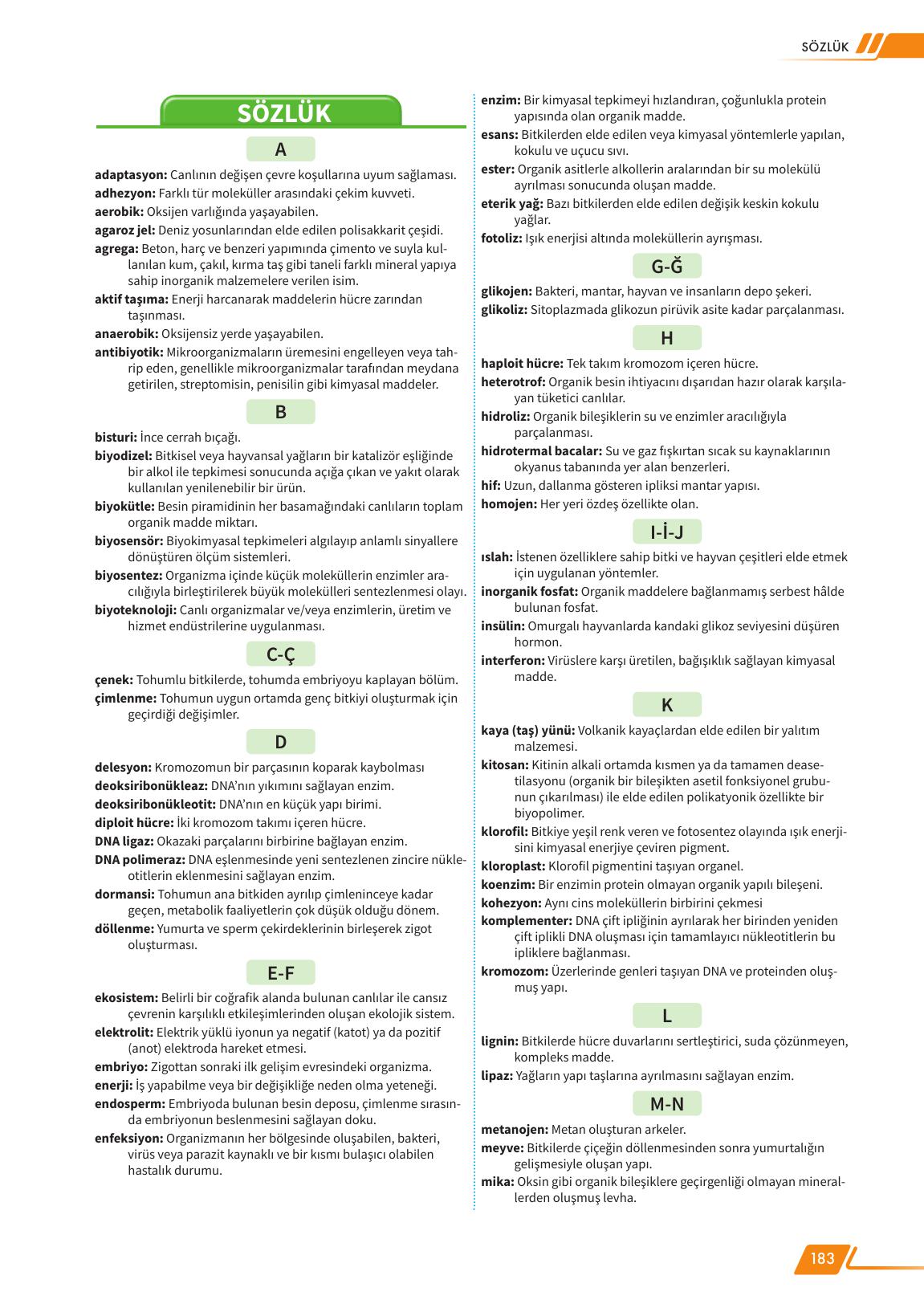12. Sınıf Meb Yayınları Fen Lisesi Biyoloji Ders Kitabı Sayfa 183 Cevapları 12. Sınıf Meb Yayınları Fen Lisesi Biyoloji Ders Kitabı Sayfa 183 Cevapları