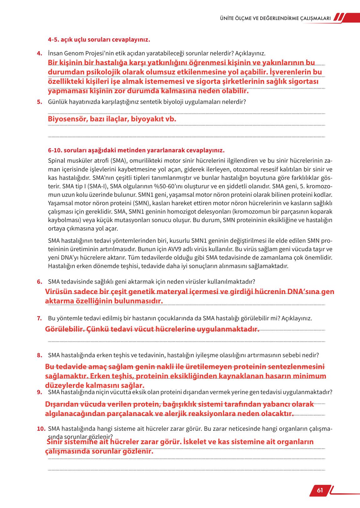 12. Sınıf Meb Yayınları Fen Lisesi Biyoloji Ders Kitabı Sayfa 61 Cevapları 12. Sınıf Meb Yayınları Fen Lisesi Biyoloji Ders Kitabı Sayfa 61 Cevapları