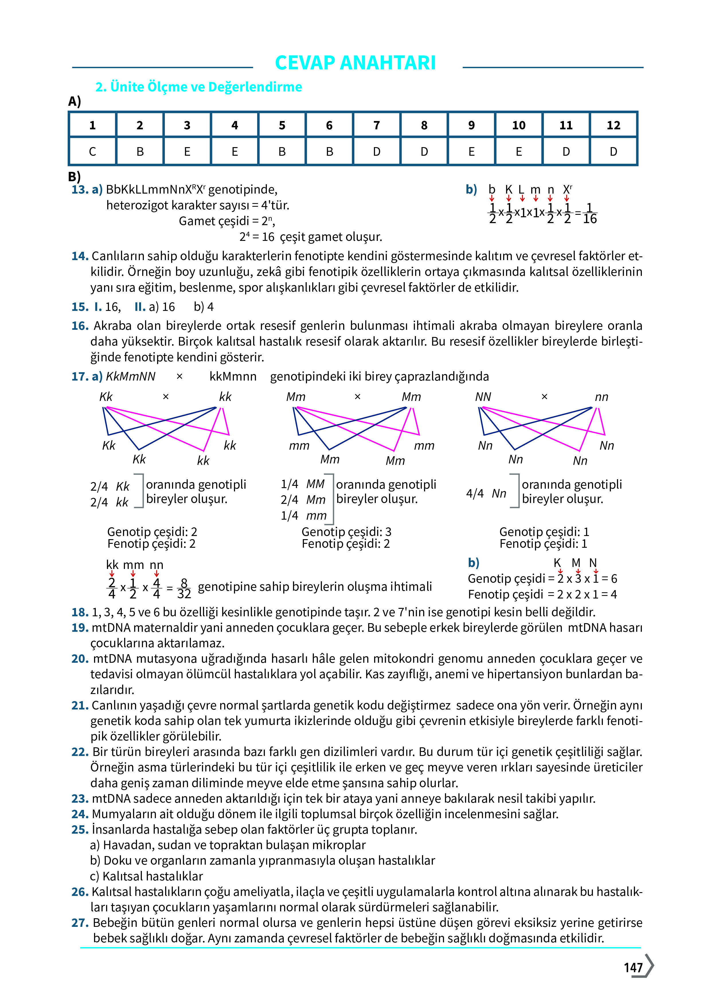 10. Sınıf Meb Yayınları Fen Lisesi Biyoloji Ders Kitabı Sayfa 147 Cevapları 10. Sınıf Meb Yayınları Fen Lisesi Biyoloji Ders Kitabı Sayfa 147 Cevapları