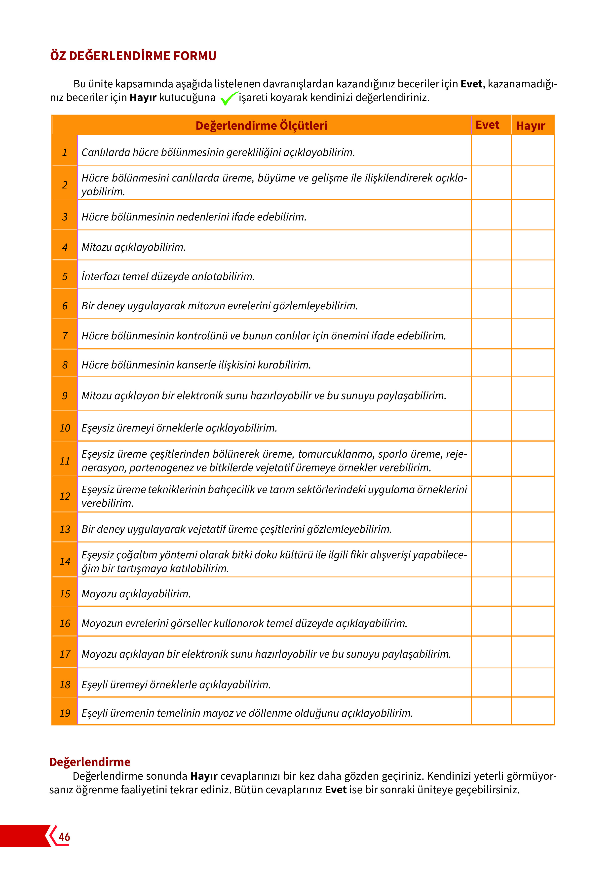 10. Sınıf Meb Yayınları Fen Lisesi Biyoloji Ders Kitabı Sayfa 46 Cevapları