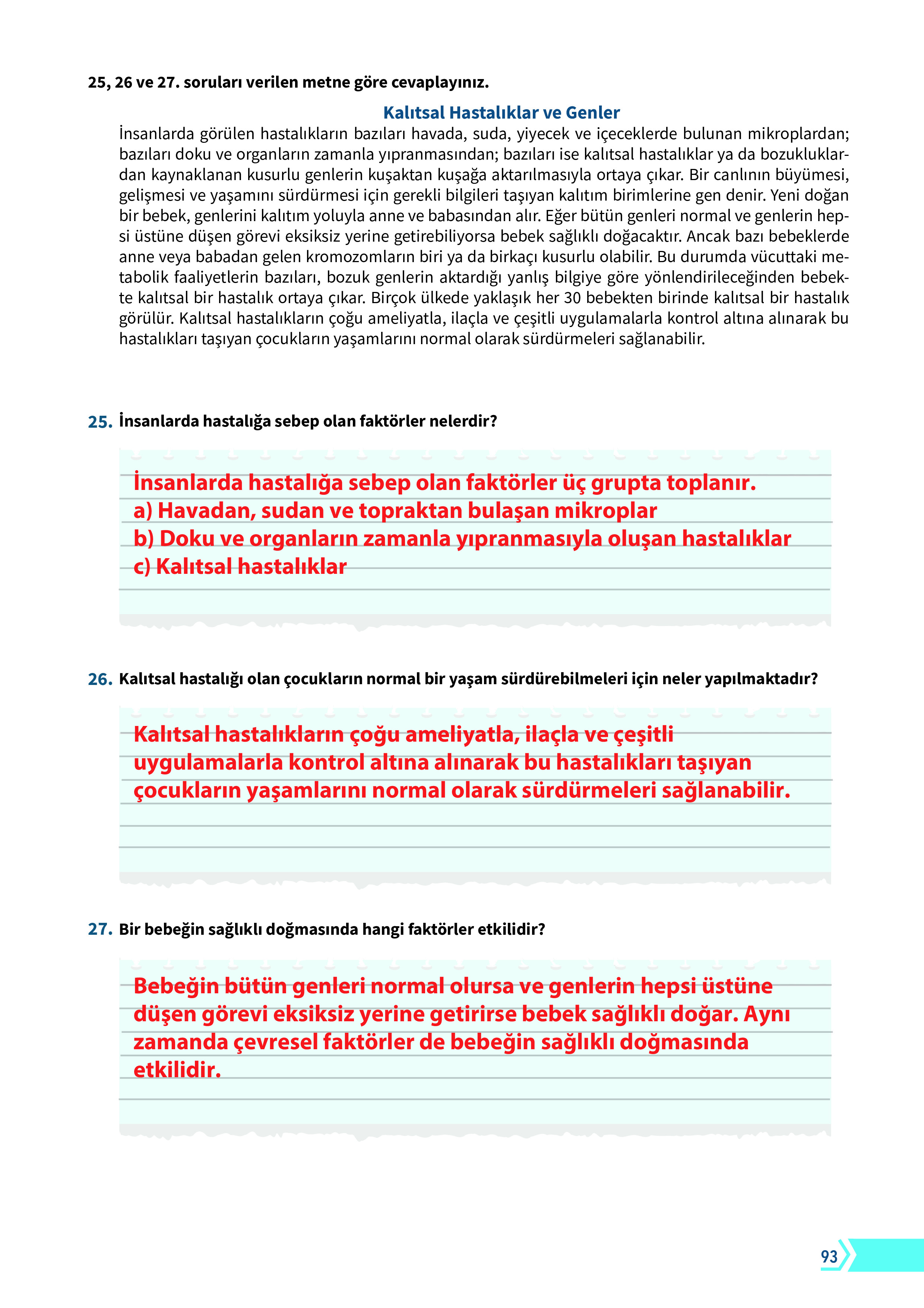 10. Sınıf Meb Yayınları Fen Lisesi Biyoloji Ders Kitabı Sayfa 93 Cevapları