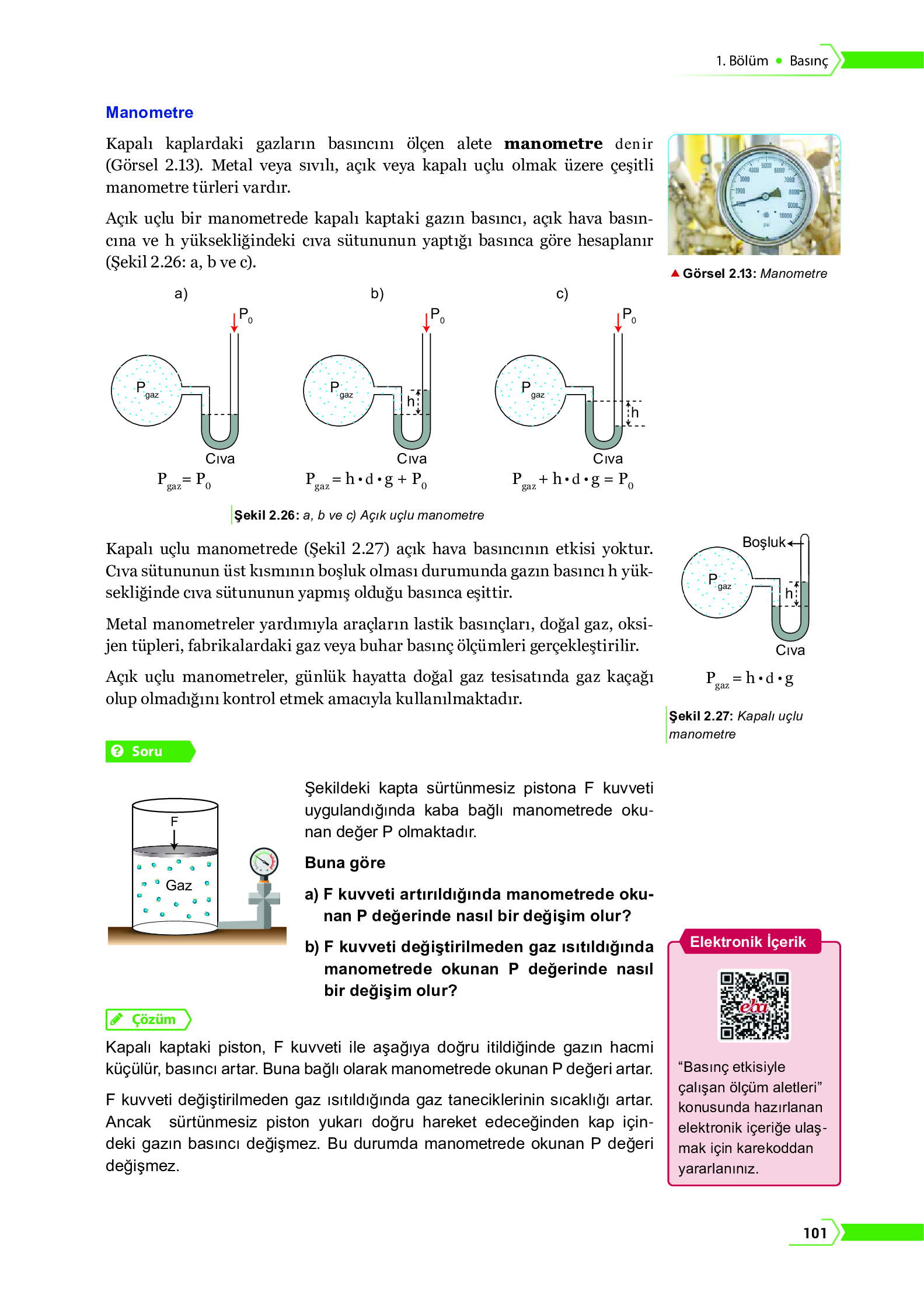 10. Sınıf Meb Yayınları Fen Lisesi Fizik Ders Kitabı Sayfa 101 Cevapları