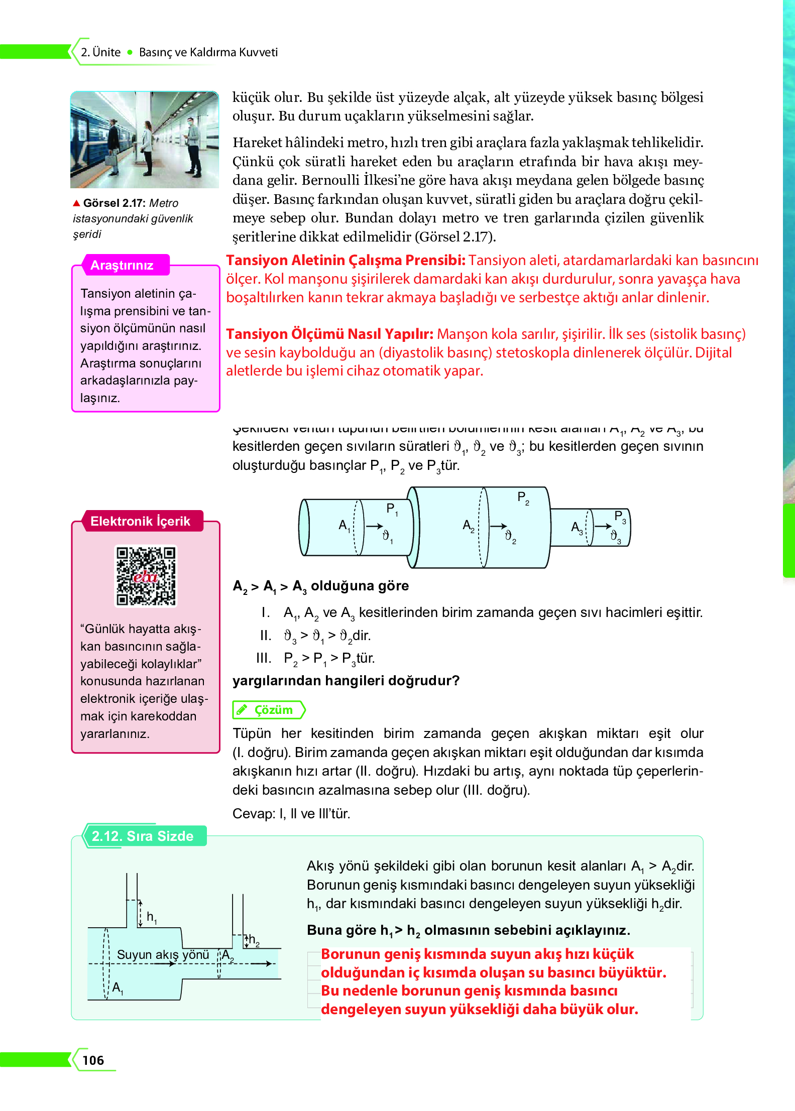 10. Sınıf Meb Yayınları Fen Lisesi Fizik Ders Kitabı Sayfa 106 Cevapları