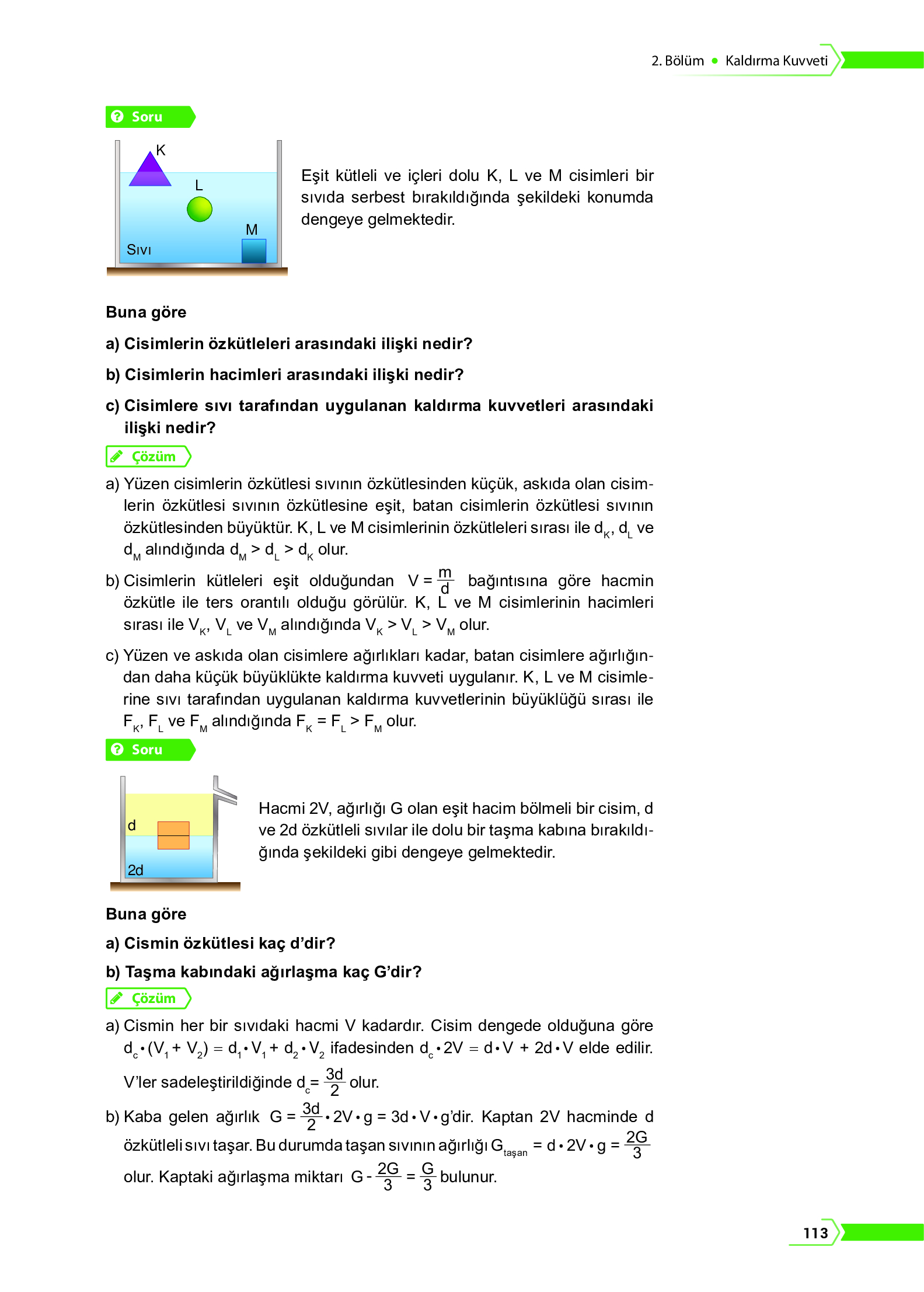 10. Sınıf Meb Yayınları Fen Lisesi Fizik Ders Kitabı Sayfa 113 Cevapları