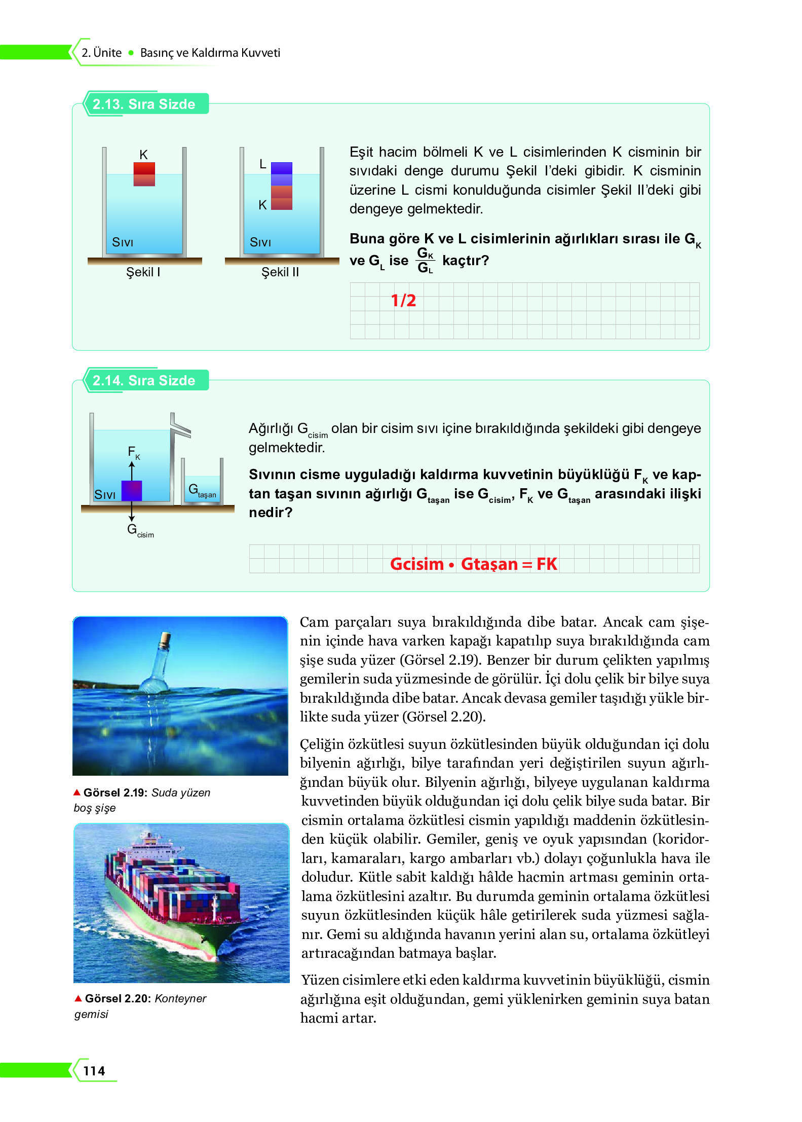 10. Sınıf Meb Yayınları Fen Lisesi Fizik Ders Kitabı Sayfa 114 Cevapları
