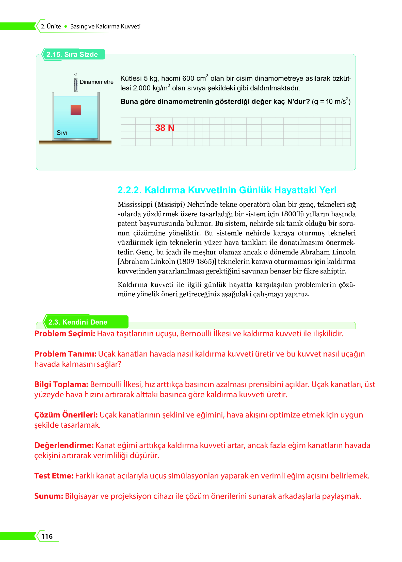 10. Sınıf Meb Yayınları Fen Lisesi Fizik Ders Kitabı Sayfa 116 Cevapları