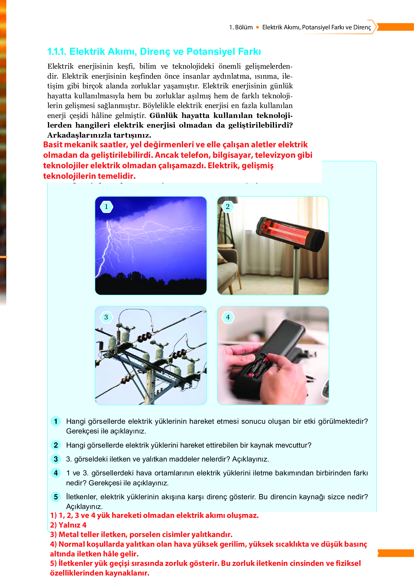10. Sınıf Meb Yayınları Fen Lisesi Fizik Ders Kitabı Sayfa 15 Cevapları
