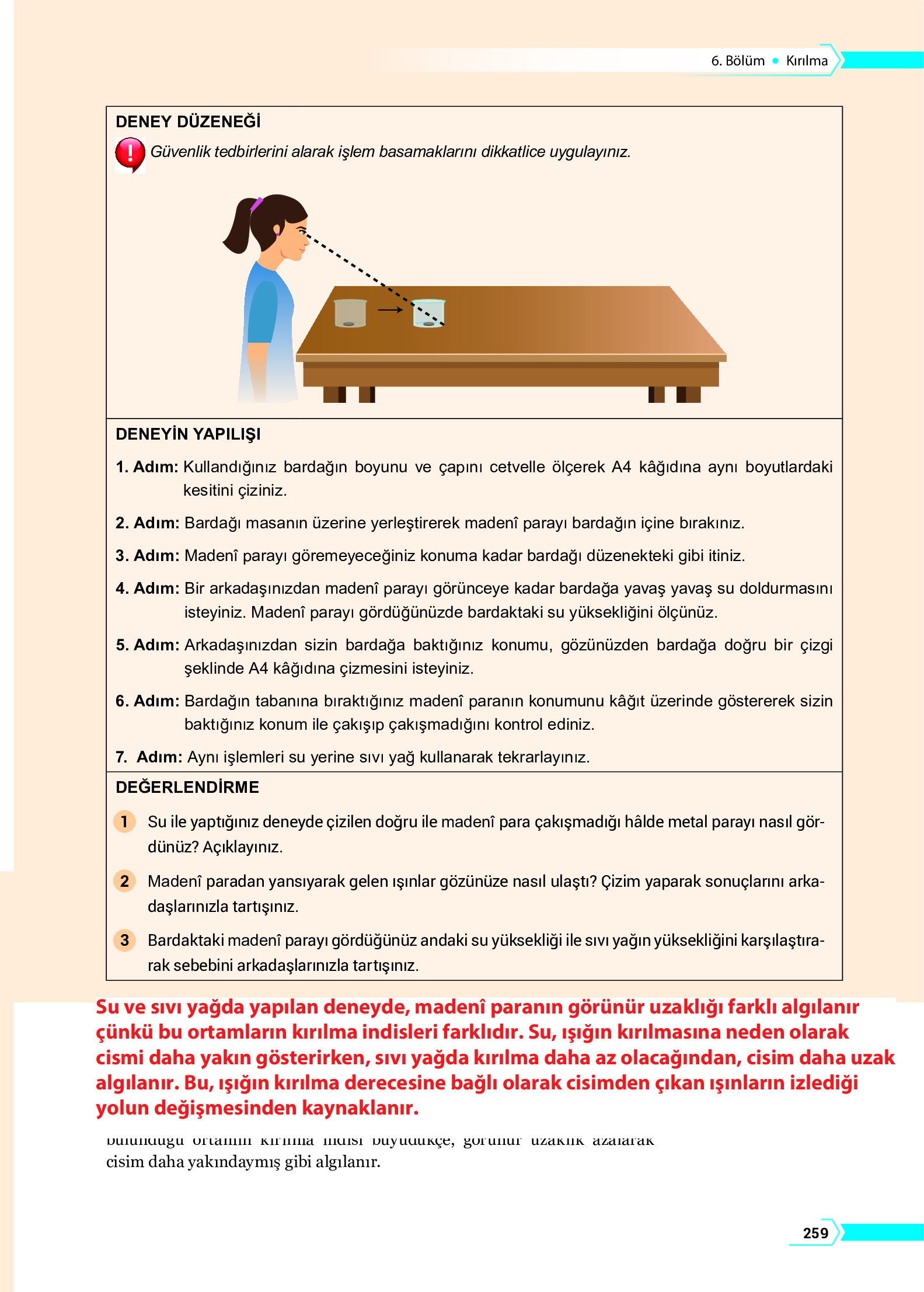 10. Sınıf Meb Yayınları Fen Lisesi Fizik Ders Kitabı Sayfa 259 Cevapları