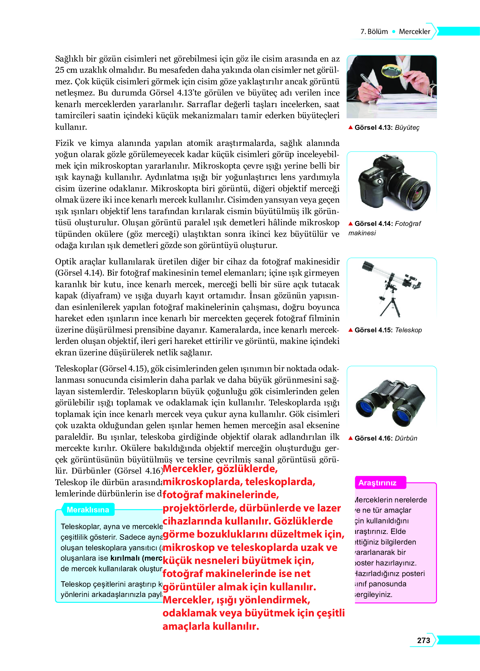 10. Sınıf Meb Yayınları Fen Lisesi Fizik Ders Kitabı Sayfa 273 Cevapları