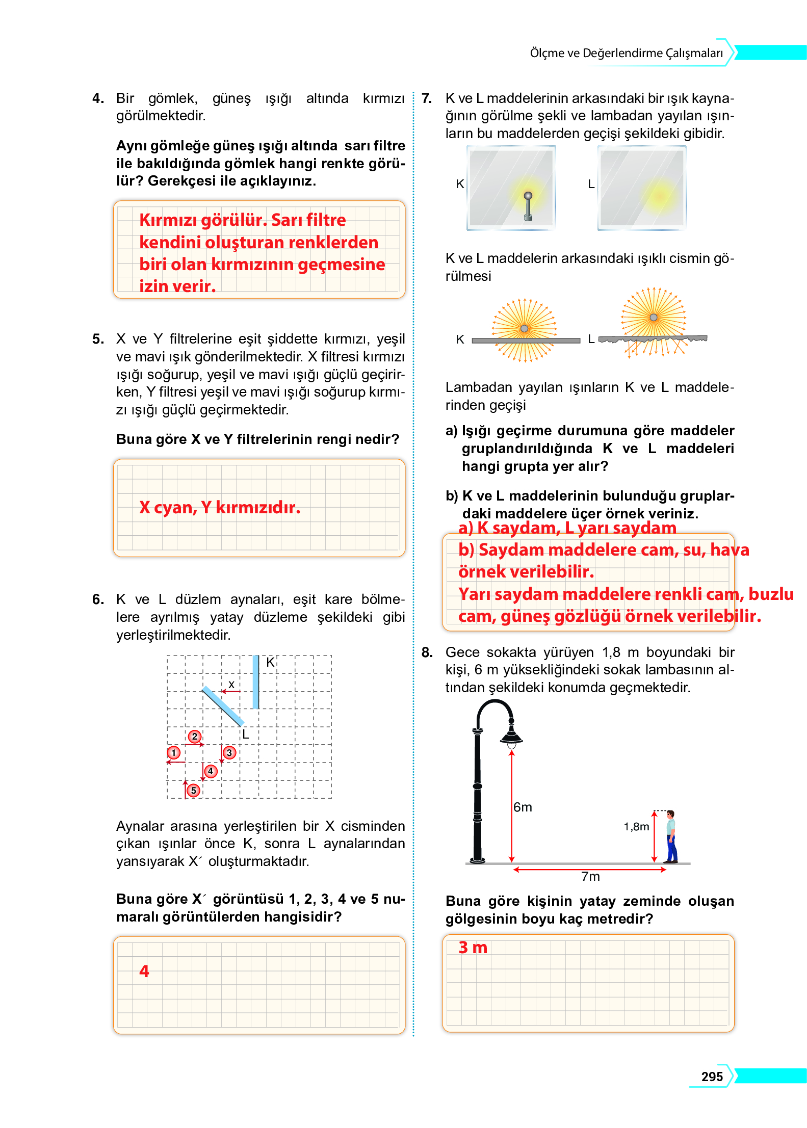 10. Sınıf Meb Yayınları Fen Lisesi Fizik Ders Kitabı Sayfa 295 Cevapları