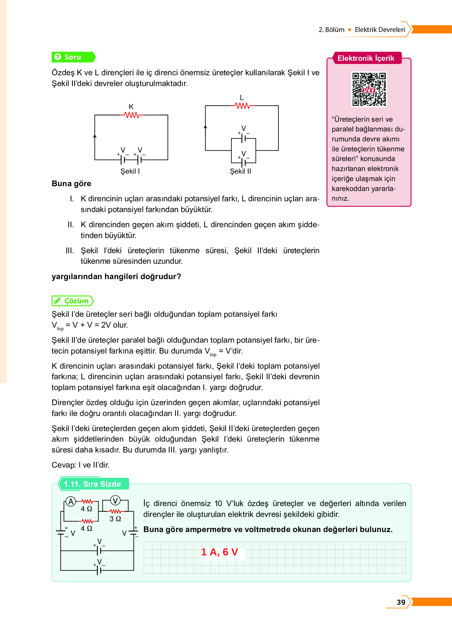 10. Sınıf Meb Yayınları Fen Lisesi Fizik Ders Kitabı Sayfa 39 Cevapları
