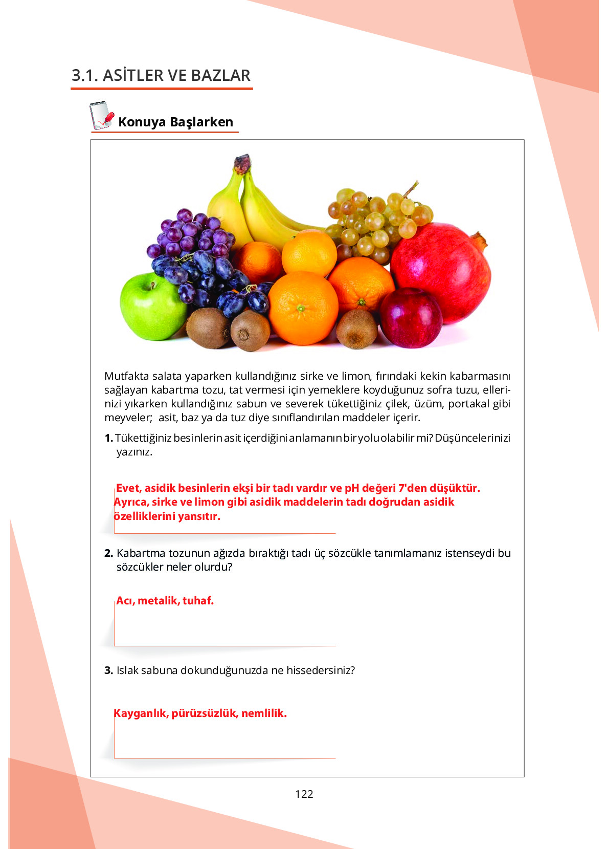 10. Sınıf Meb Yayınları Fen Lisesi Kimya Ders Kitabı Sayfa 122 Cevapları