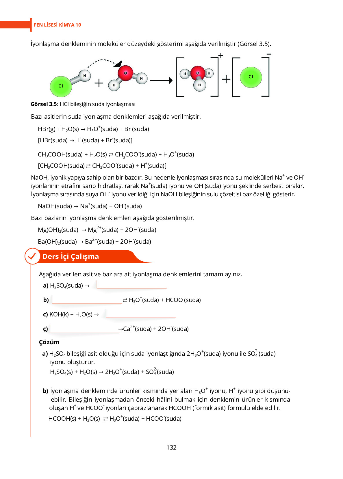 10. Sınıf Meb Yayınları Fen Lisesi Kimya Ders Kitabı Sayfa 132 Cevapları