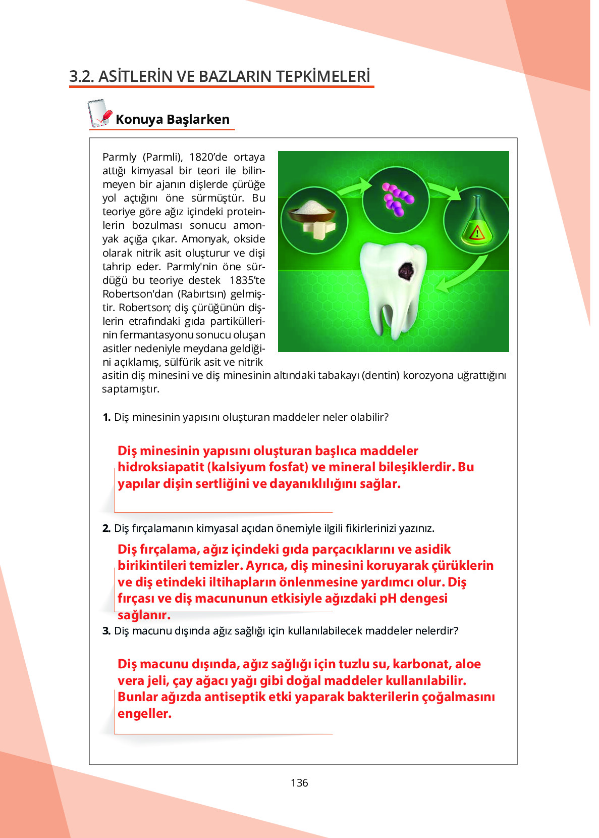 10. Sınıf Meb Yayınları Fen Lisesi Kimya Ders Kitabı Sayfa 136 Cevapları