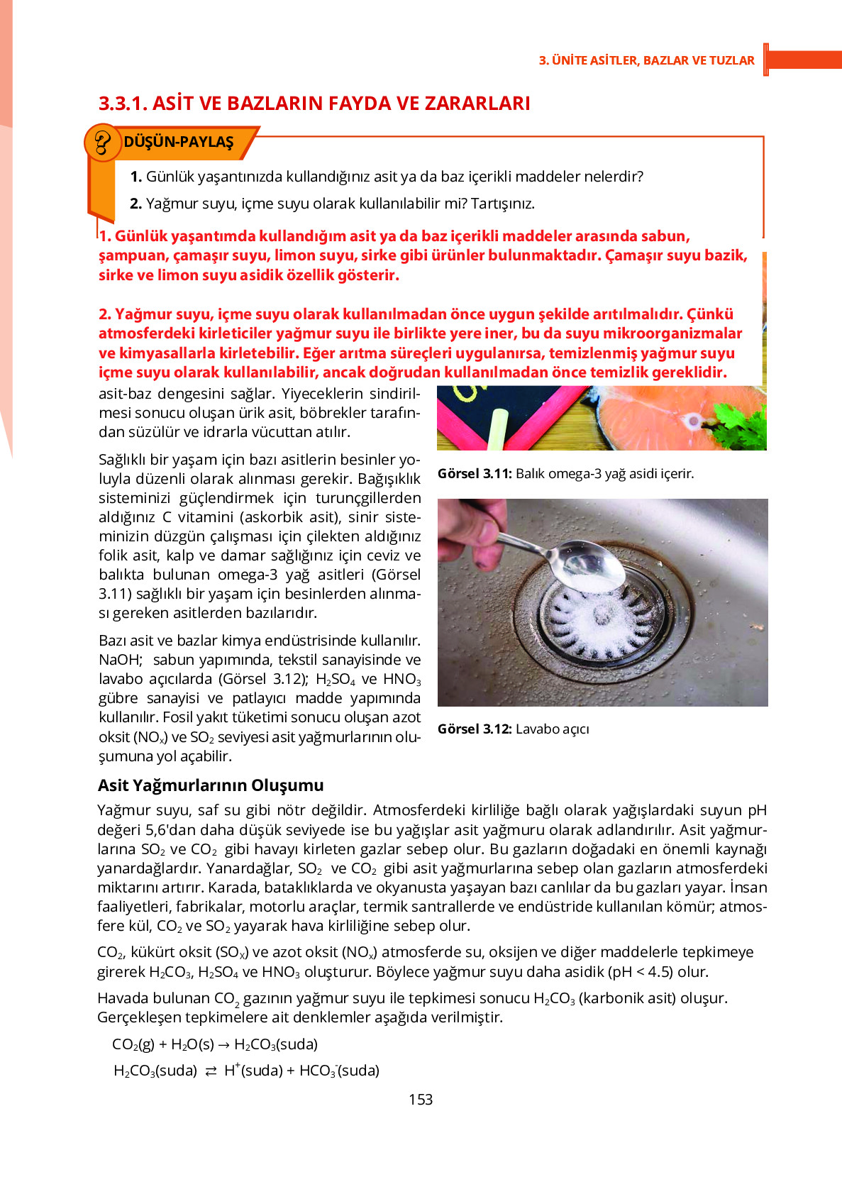 10. Sınıf Meb Yayınları Fen Lisesi Kimya Ders Kitabı Sayfa 153 Cevapları