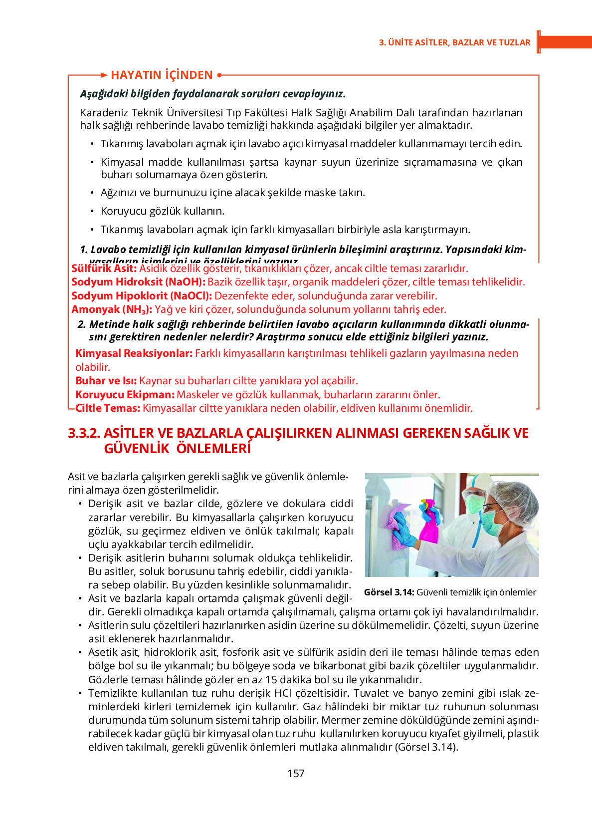 10. Sınıf Meb Yayınları Fen Lisesi Kimya Ders Kitabı Sayfa 157 Cevapları