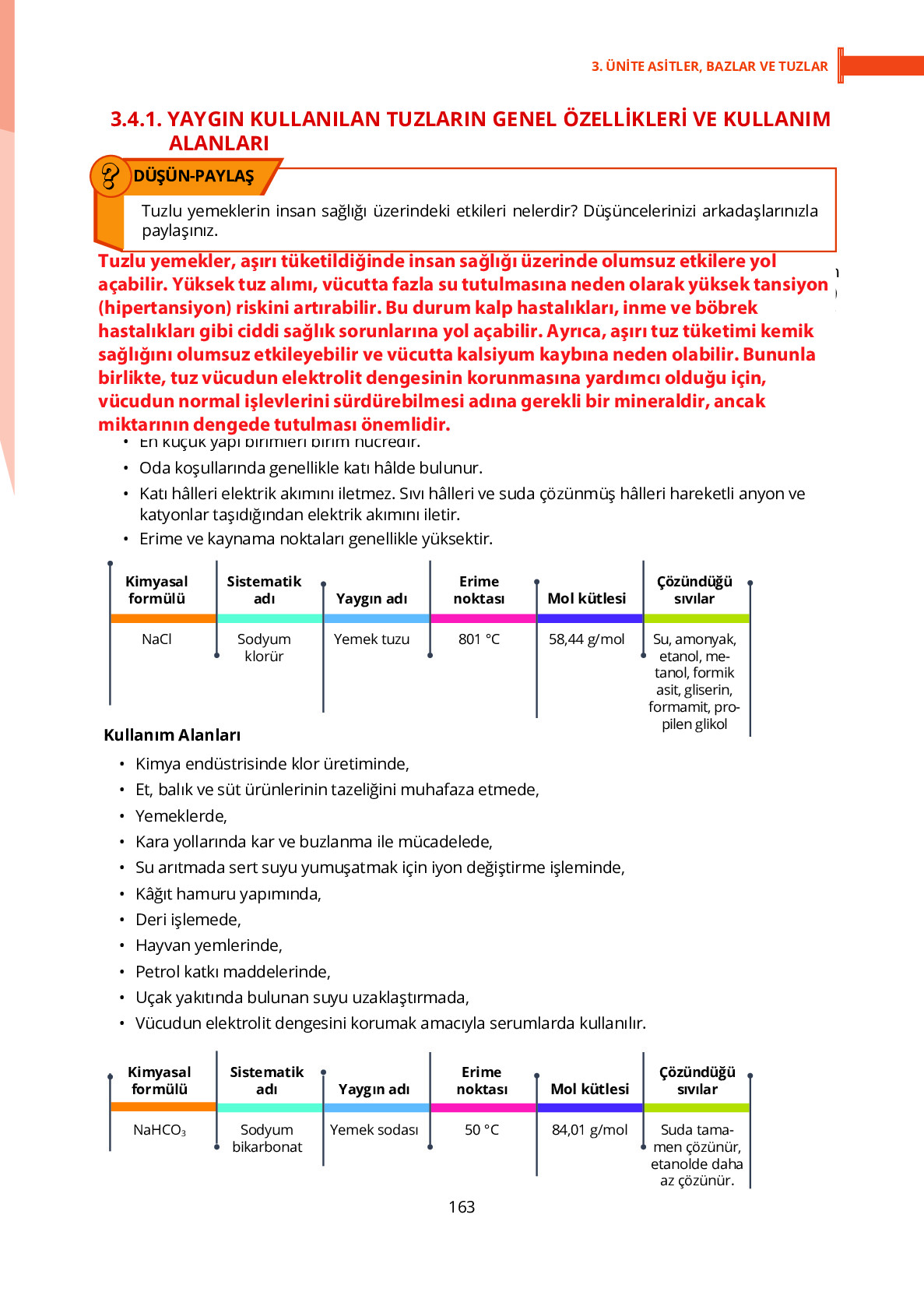 10. Sınıf Meb Yayınları Fen Lisesi Kimya Ders Kitabı Sayfa 163 Cevapları